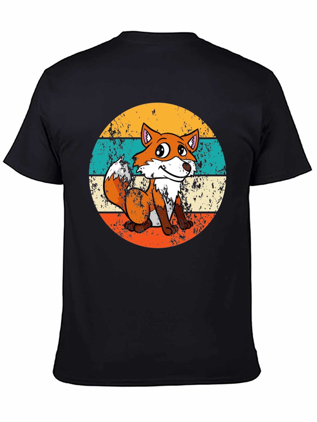 Retro Fox Graphic Tee - Unisex Black T-Shirt