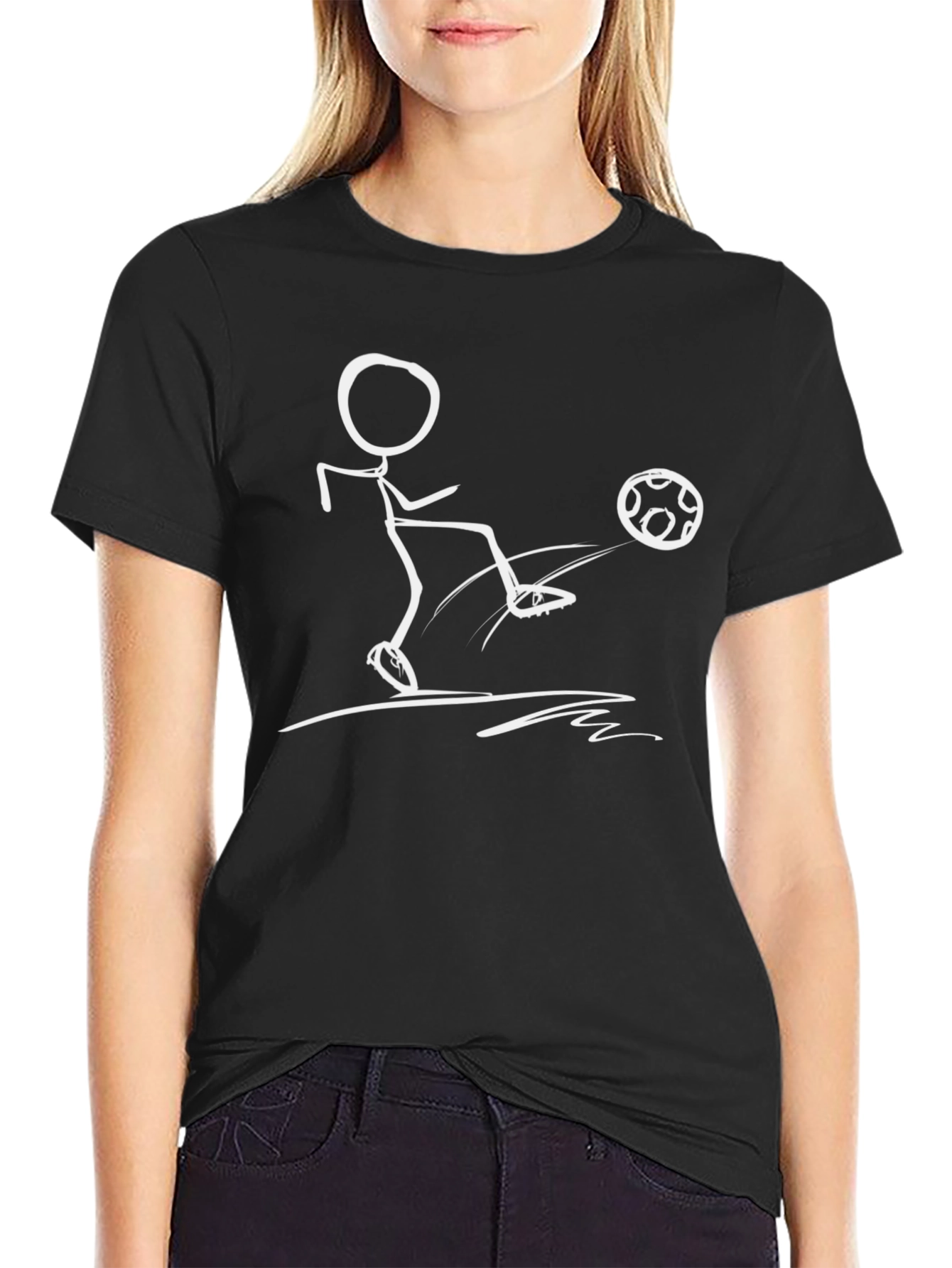 Stick Figure Soccer T-Shirt - Black