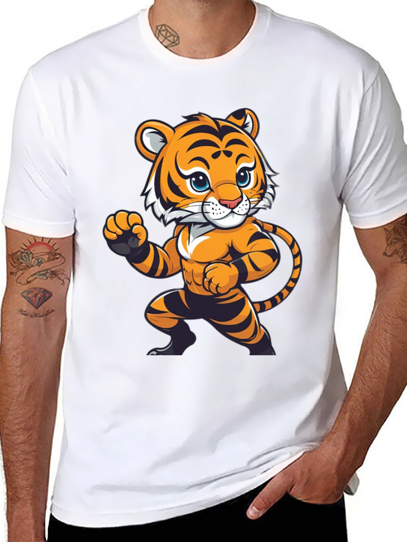 Tiger Cartoon T-Shirt - Funky Animal Design