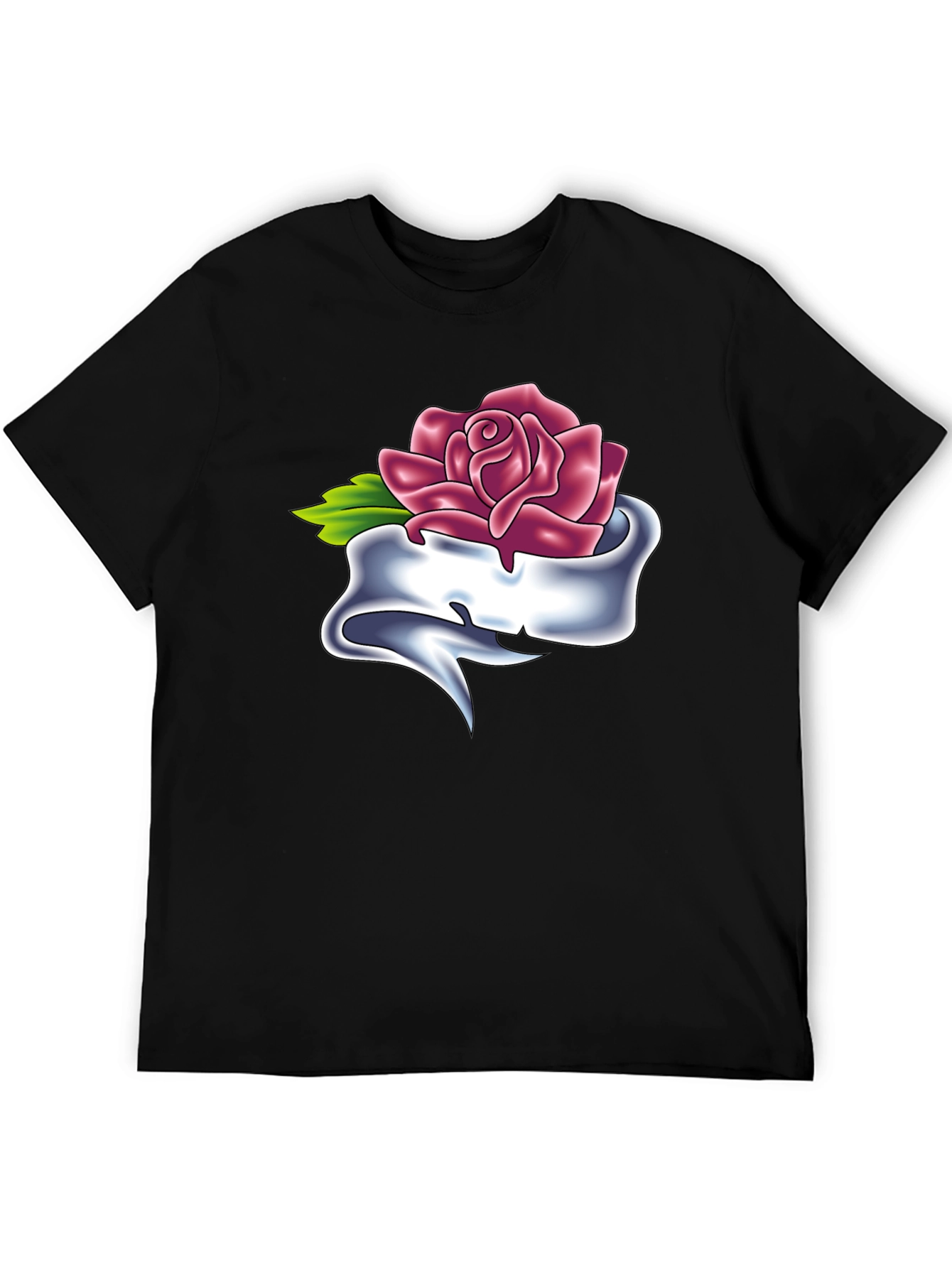Rose & Banner Graphic T-Shirt - Classic Tattoo Style