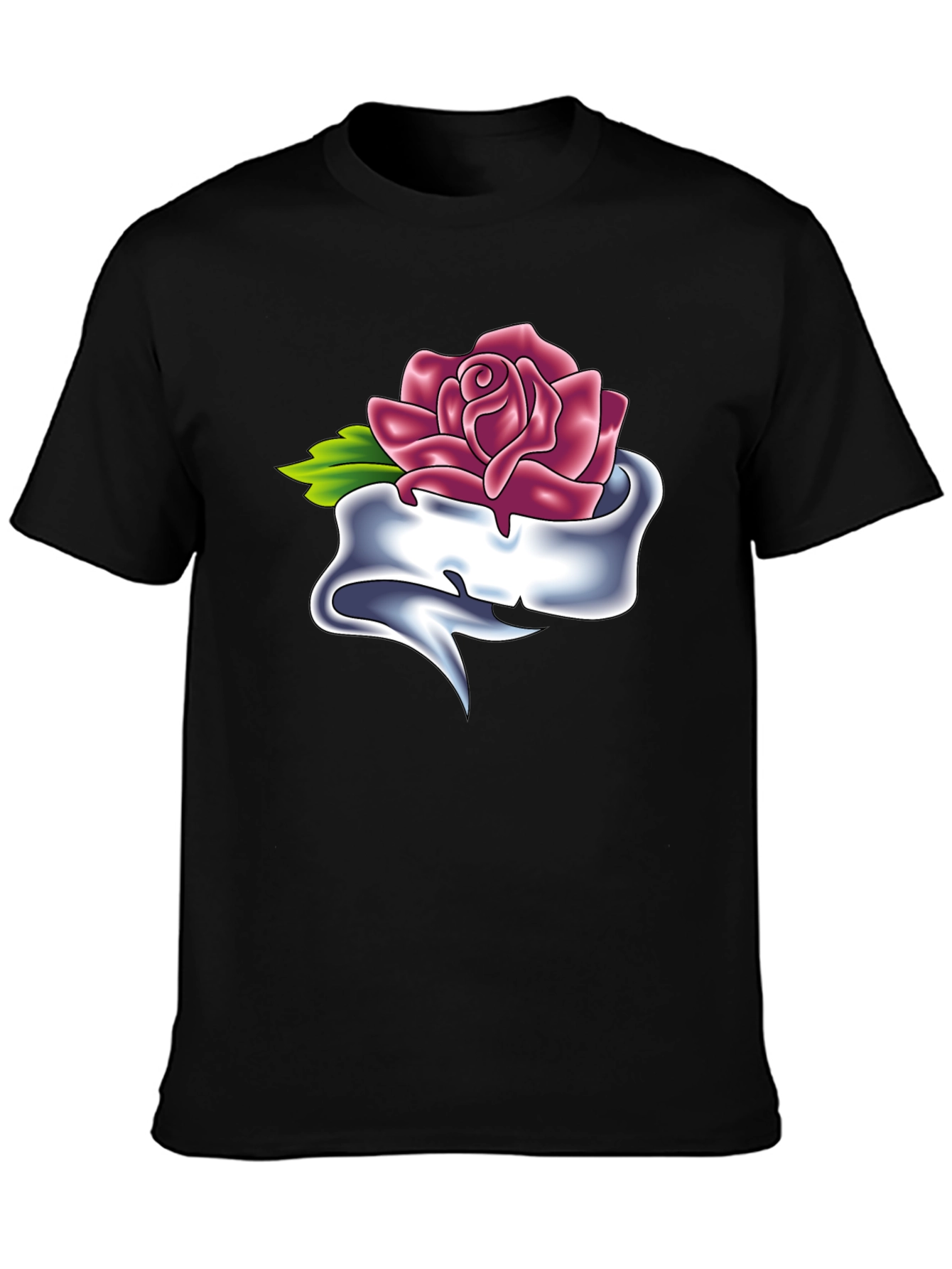 Rose & Banner Graphic T-Shirt - Classic Tattoo Style