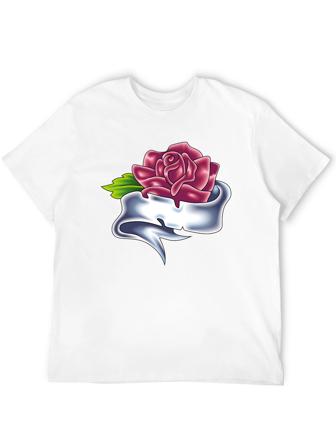 Rose & Banner Graphic T-Shirt - Classic Tattoo Style