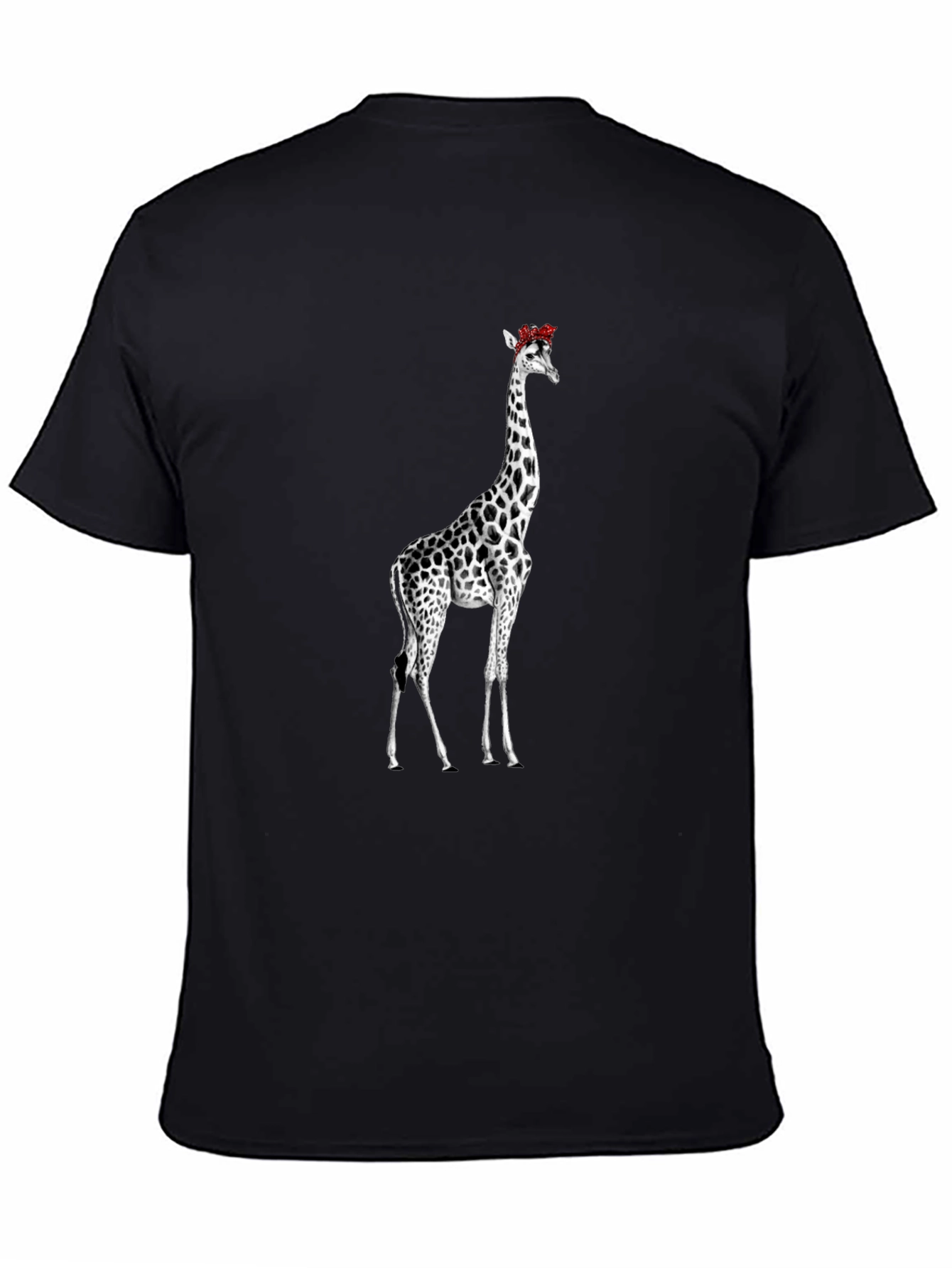 Giraffe Floral Crown Black T-Shirt