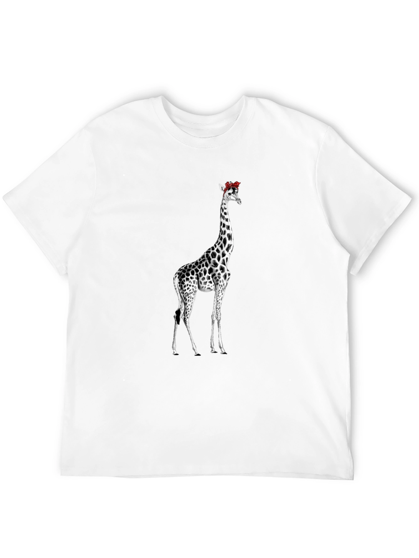 Giraffe Floral Crown Black T-Shirt