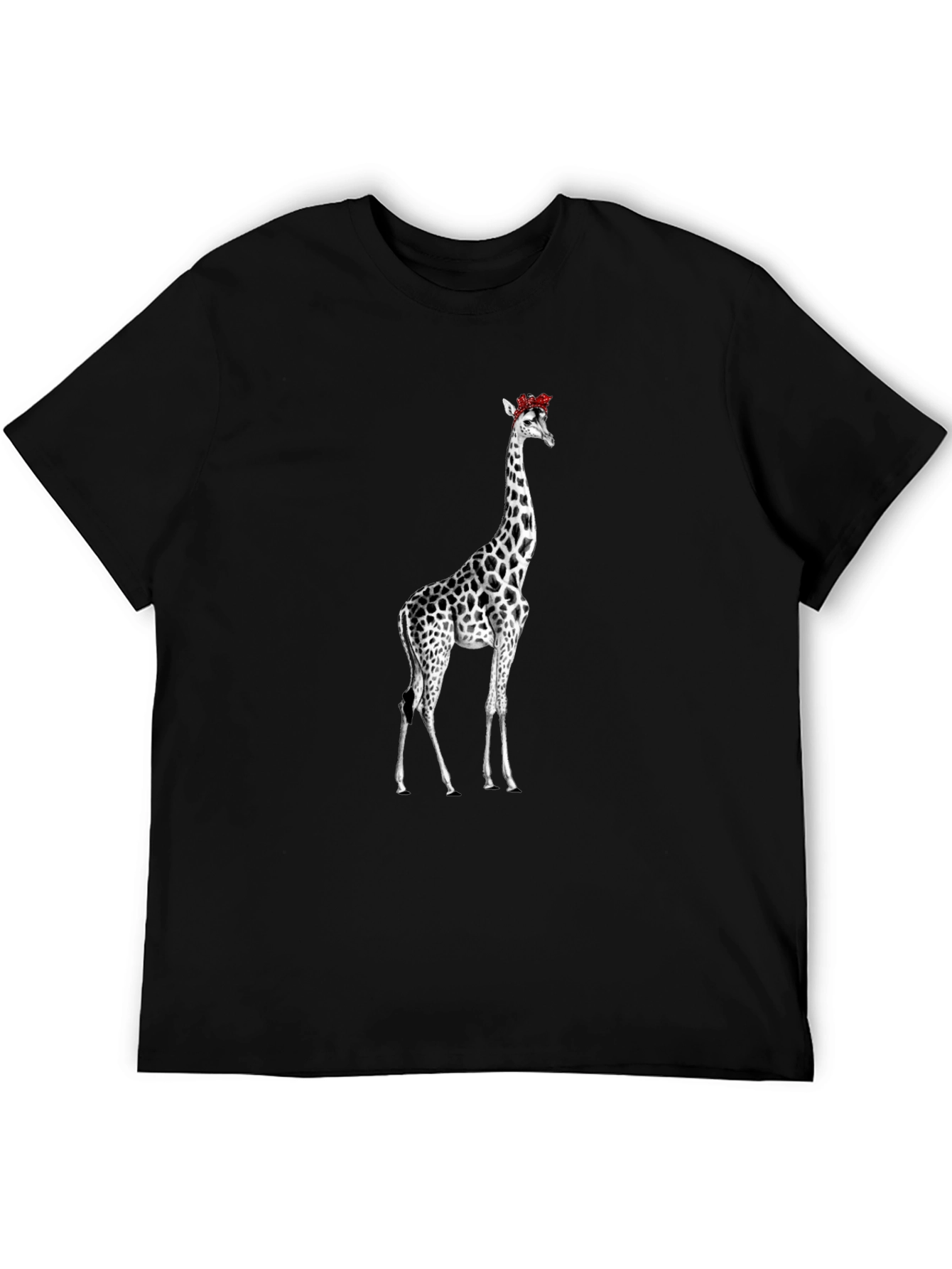 Giraffe Floral Crown Black T-Shirt
