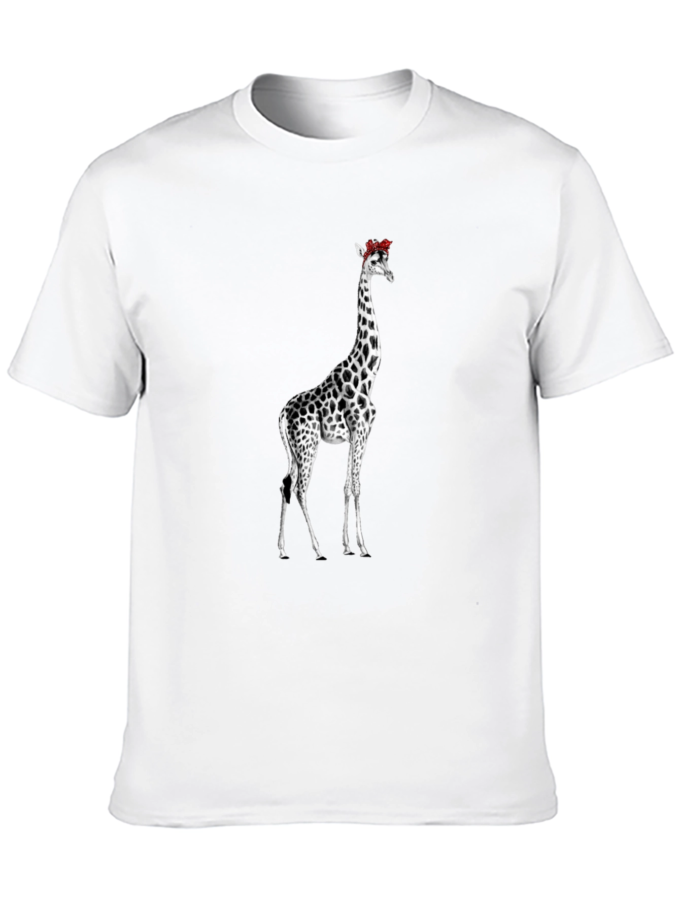 Giraffe Floral Crown Black T-Shirt