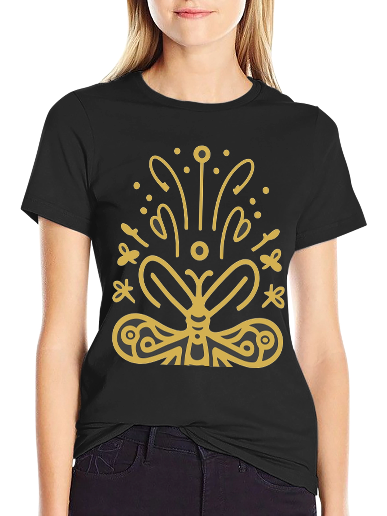 Butterfly Graphic Tee - Stylish Black T-Shirt