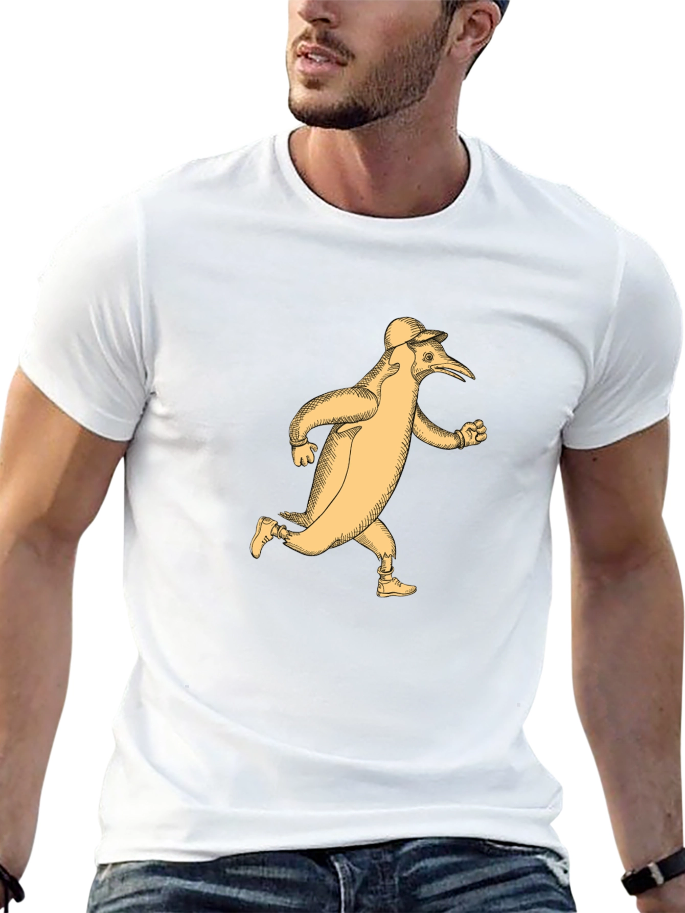 Running Penguin T-Shirt - Black Cotton Tee