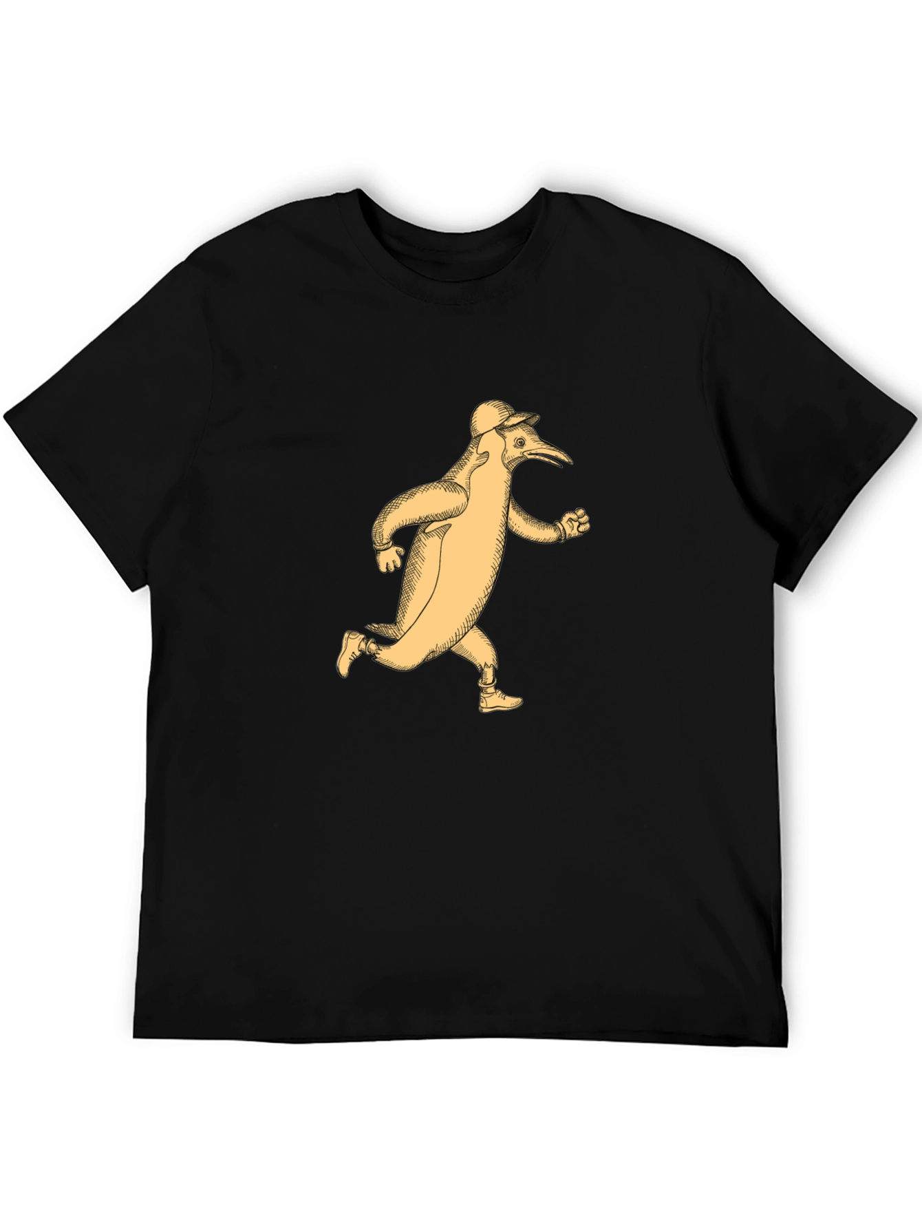 Running Penguin T-Shirt - Black Cotton Tee