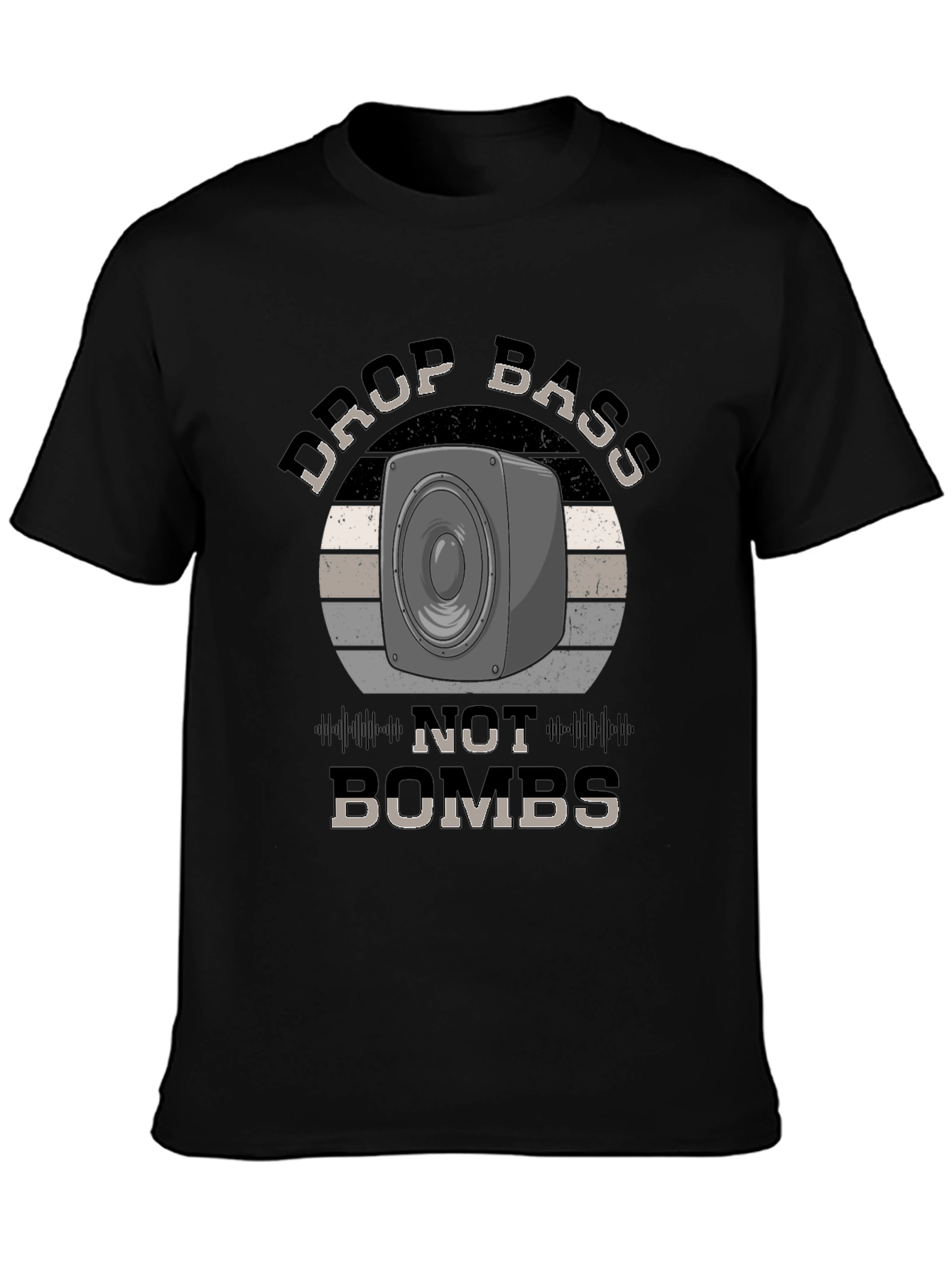 Drop Bass Not Bombs Black Graphic Tee