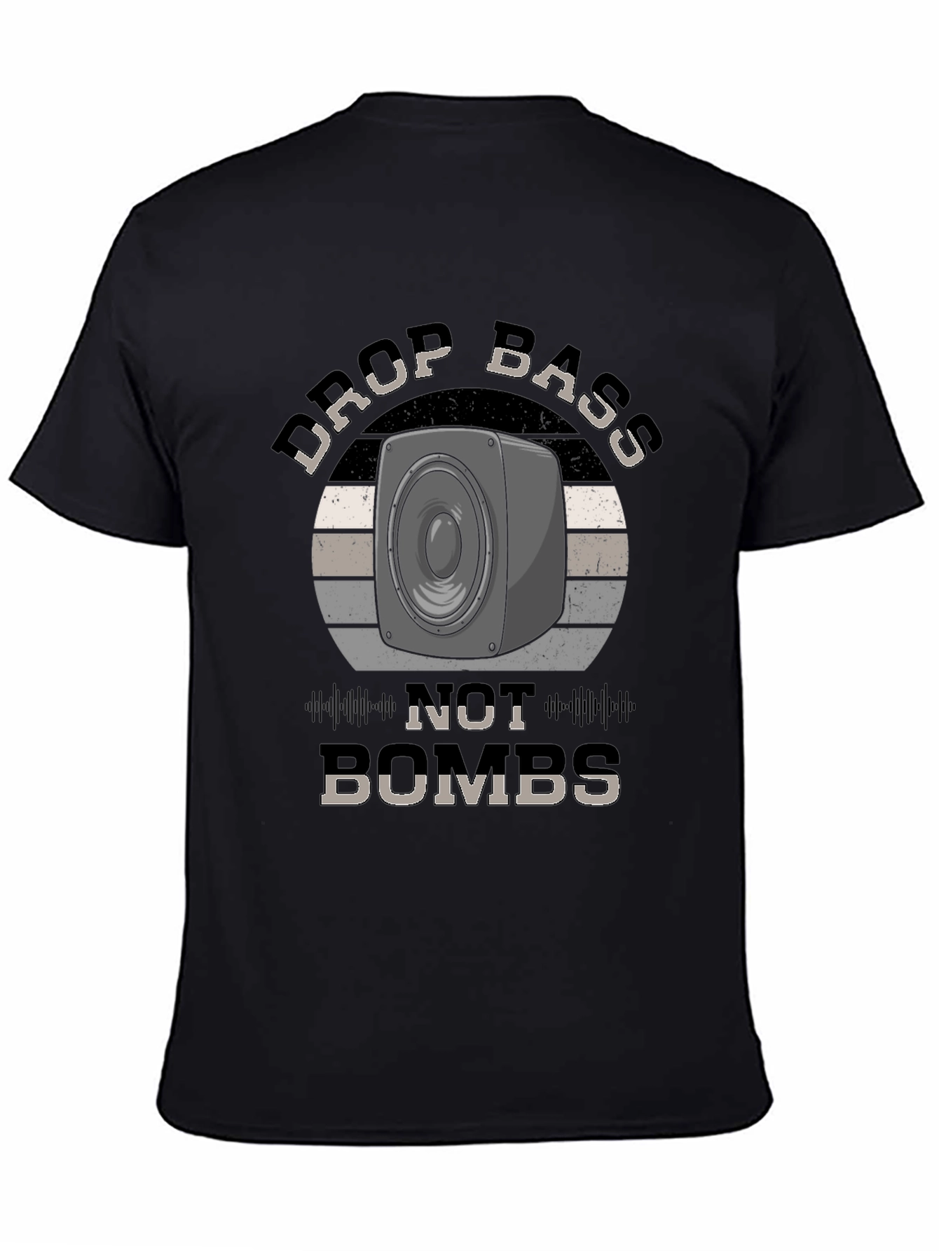 Drop Bass Not Bombs Black Graphic Tee