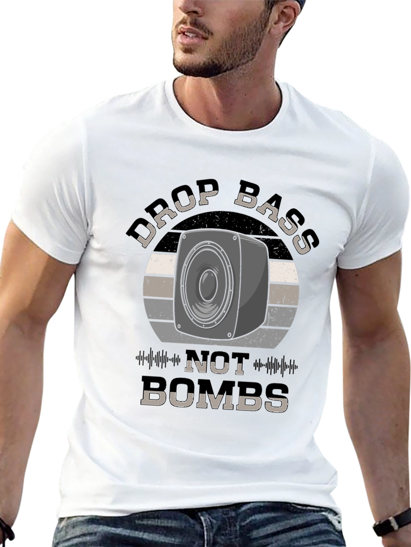 Drop Bass Not Bombs Black Graphic Tee