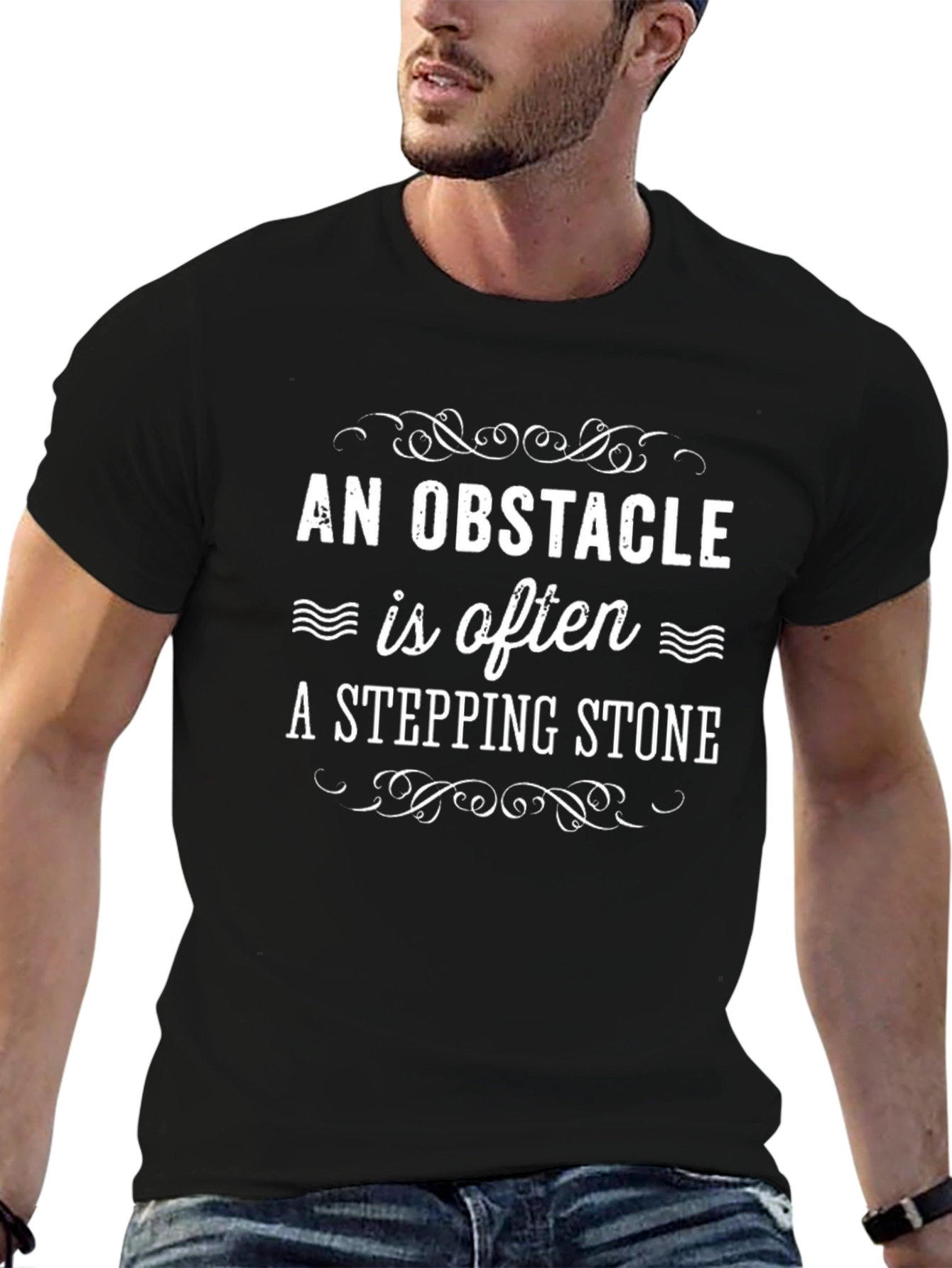 Obstacle Stepping Stone Graphic Tee - Motivational Design
