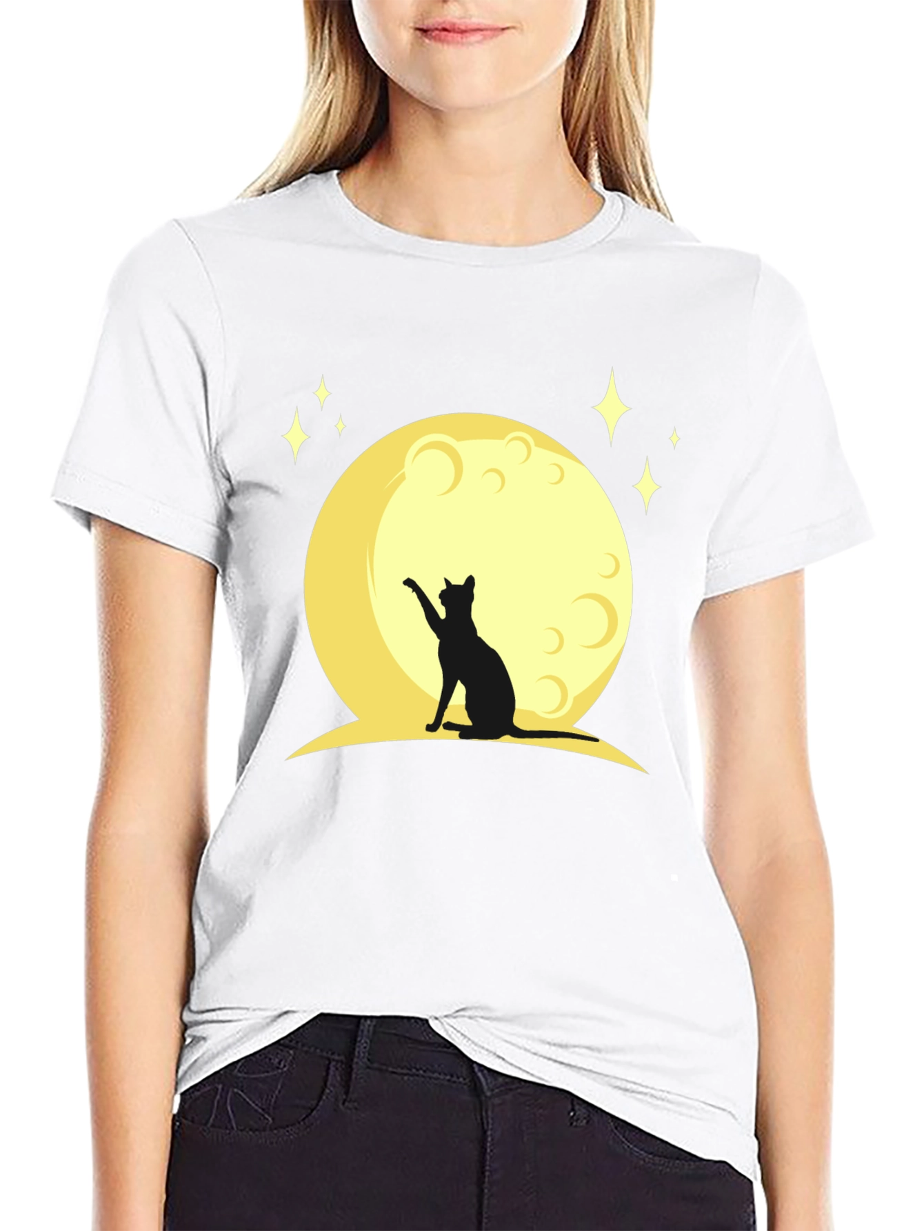 Black Cat Moon Graphic T-Shirt