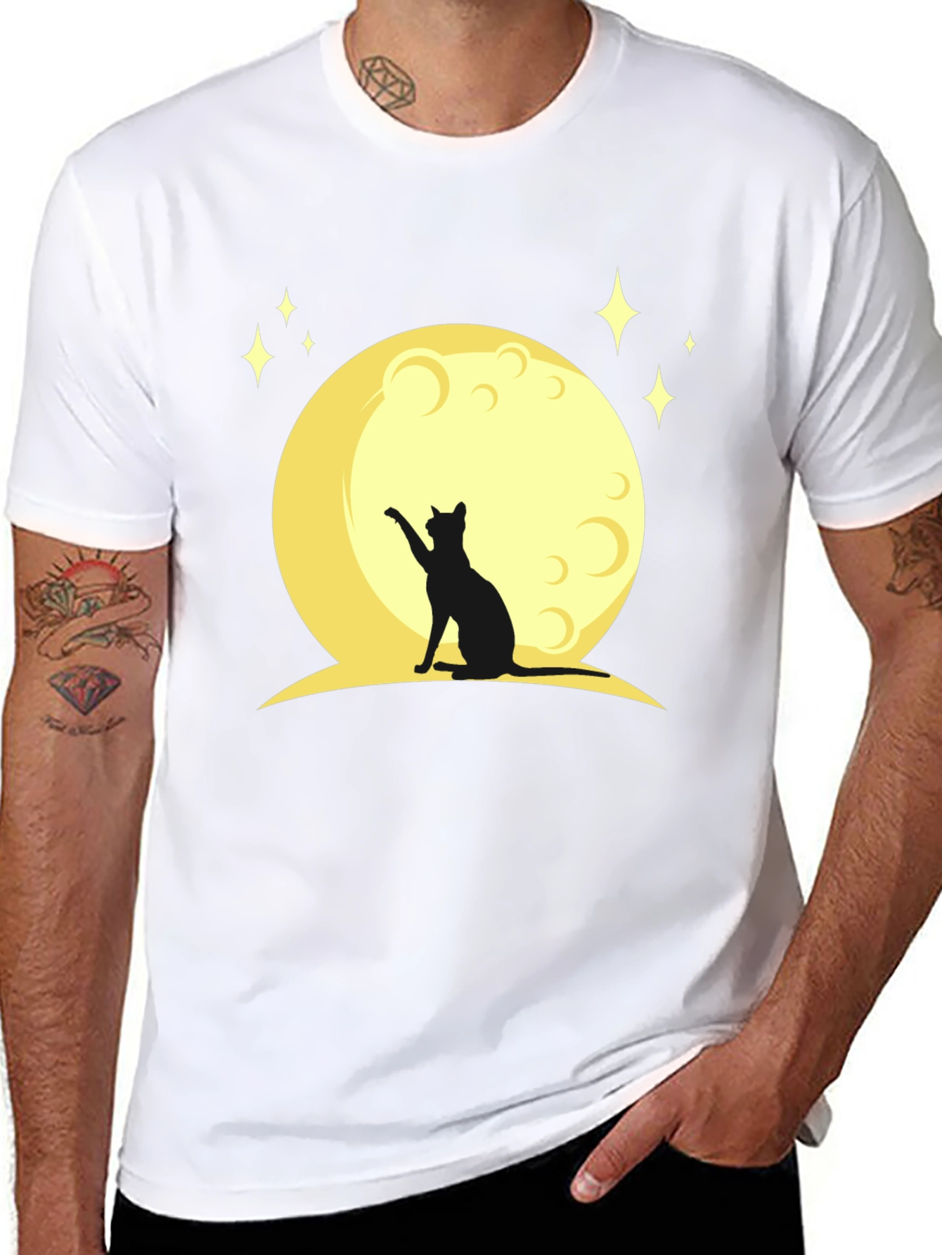 Black Cat Moon Graphic T-Shirt