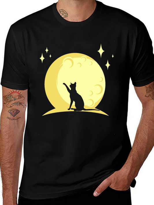 Black Cat Moon Graphic T-Shirt