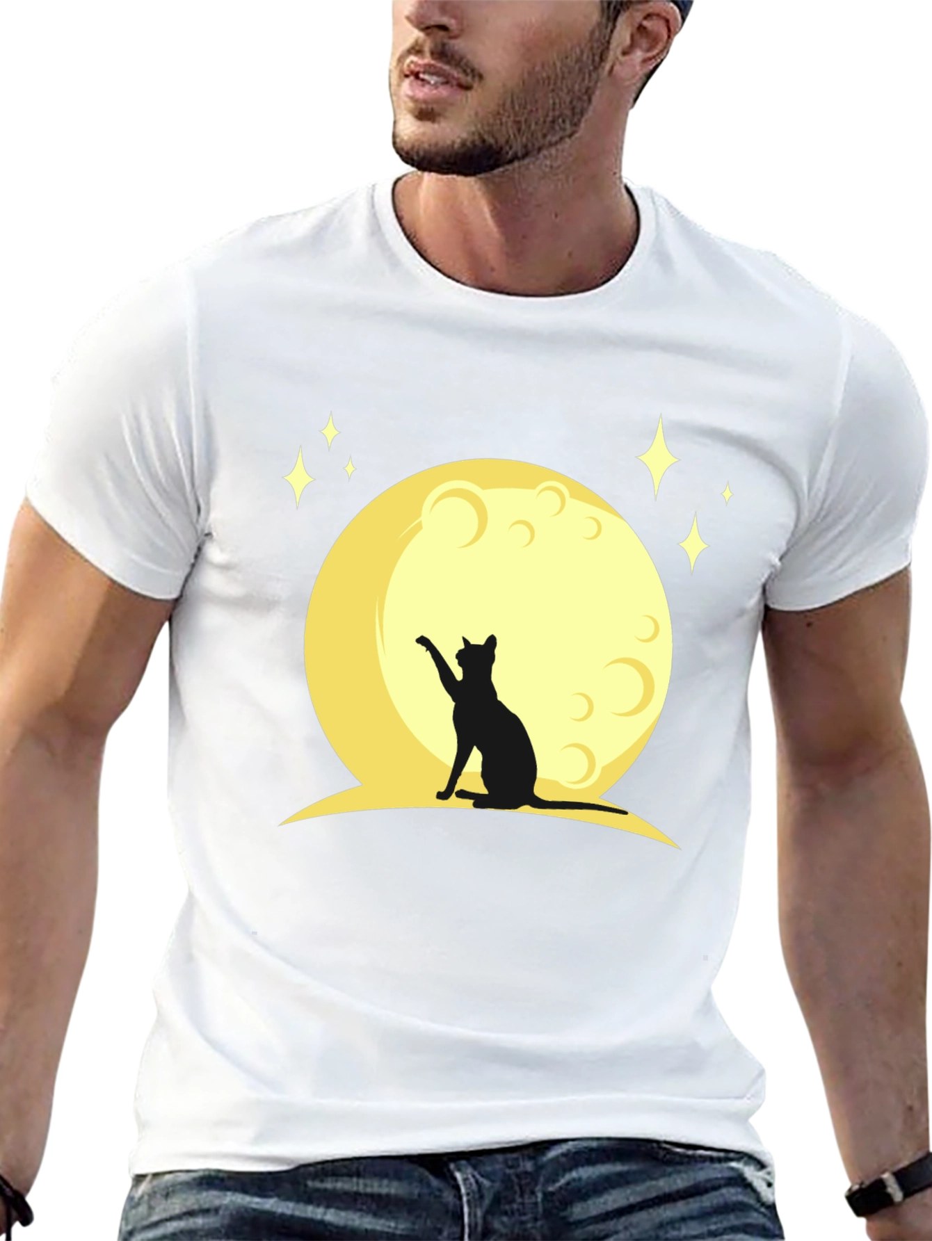Black Cat Moon Graphic T-Shirt