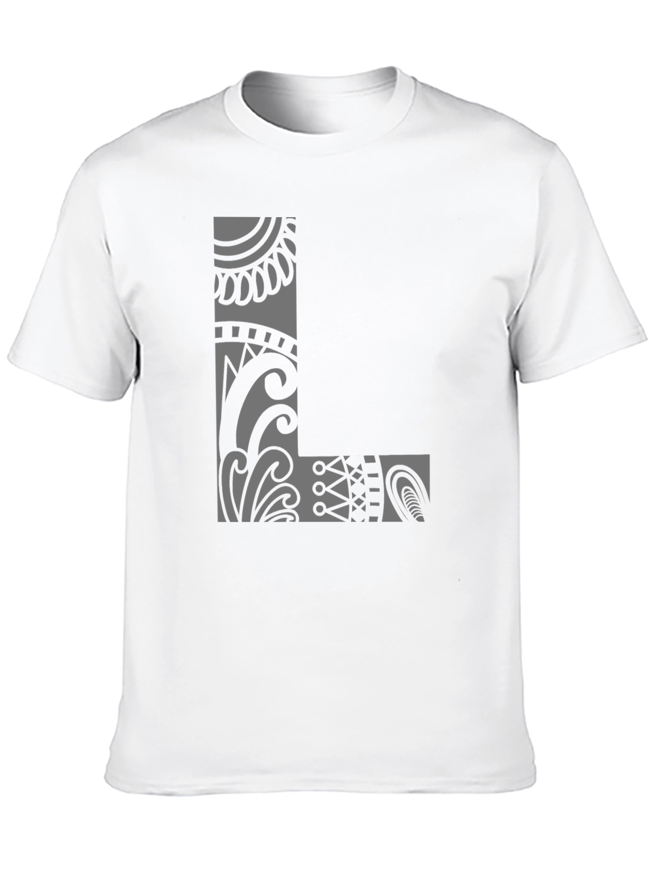 Tribal L Design Black T-Shirt - Stylish & Unique
