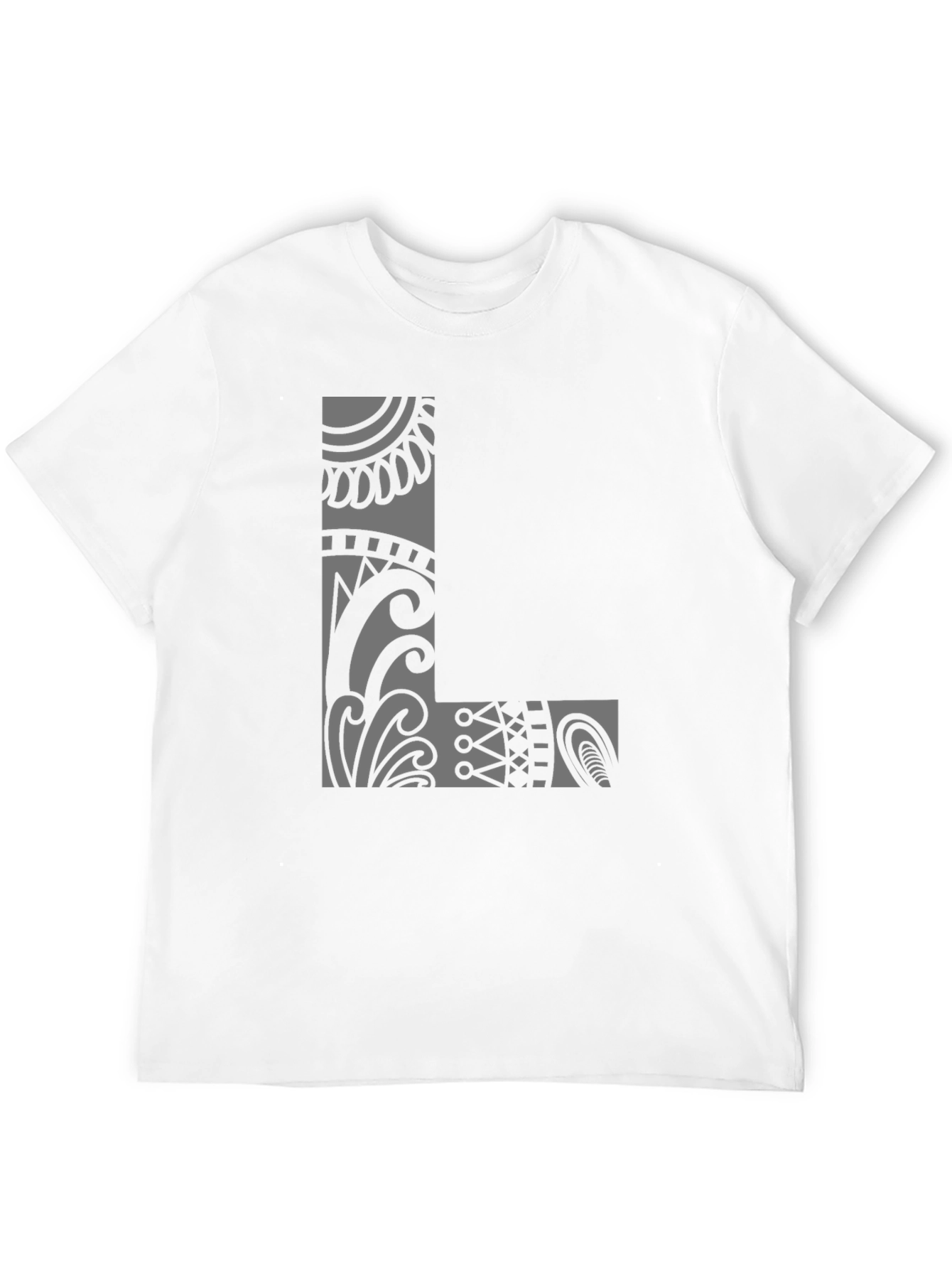 Tribal L Design Black T-Shirt - Stylish & Unique