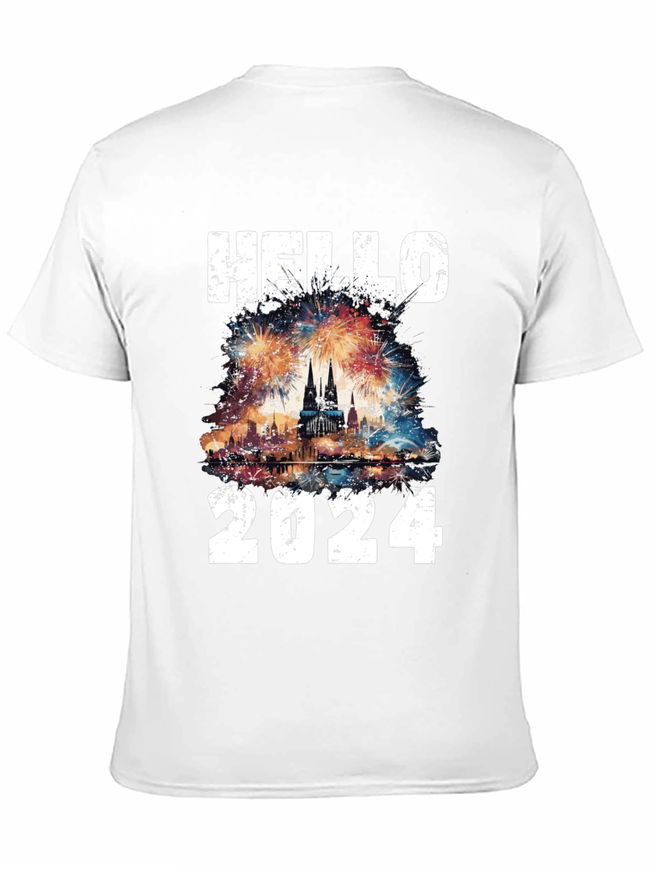 Hello 2024 Fireworks Graphic T-Shirt
