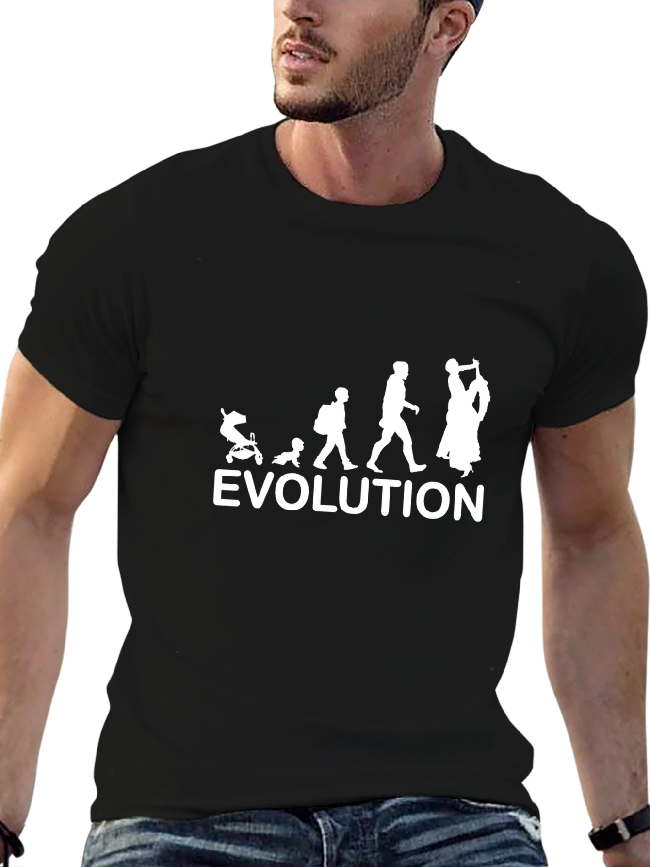 Evolution Black Graphic Tee - Mens Novelty T-Shirt