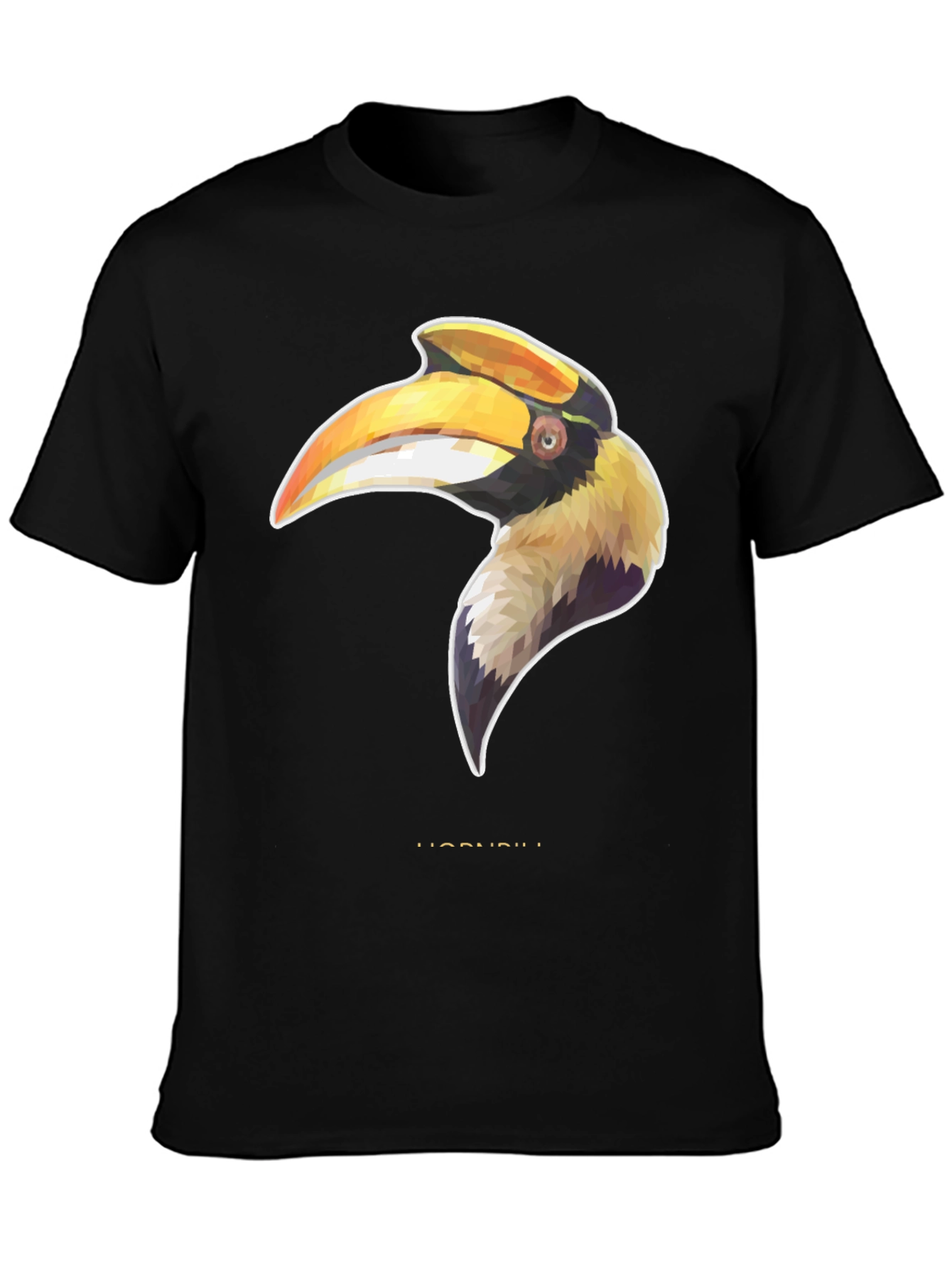 Hornbill Graphic Print Black T-Shirt