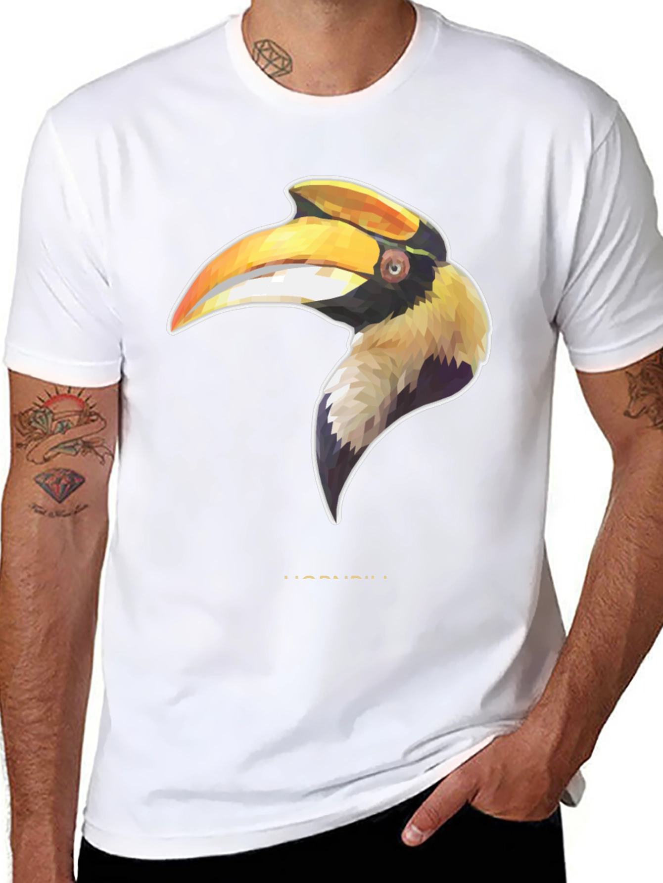 Hornbill Graphic Print Black T-Shirt