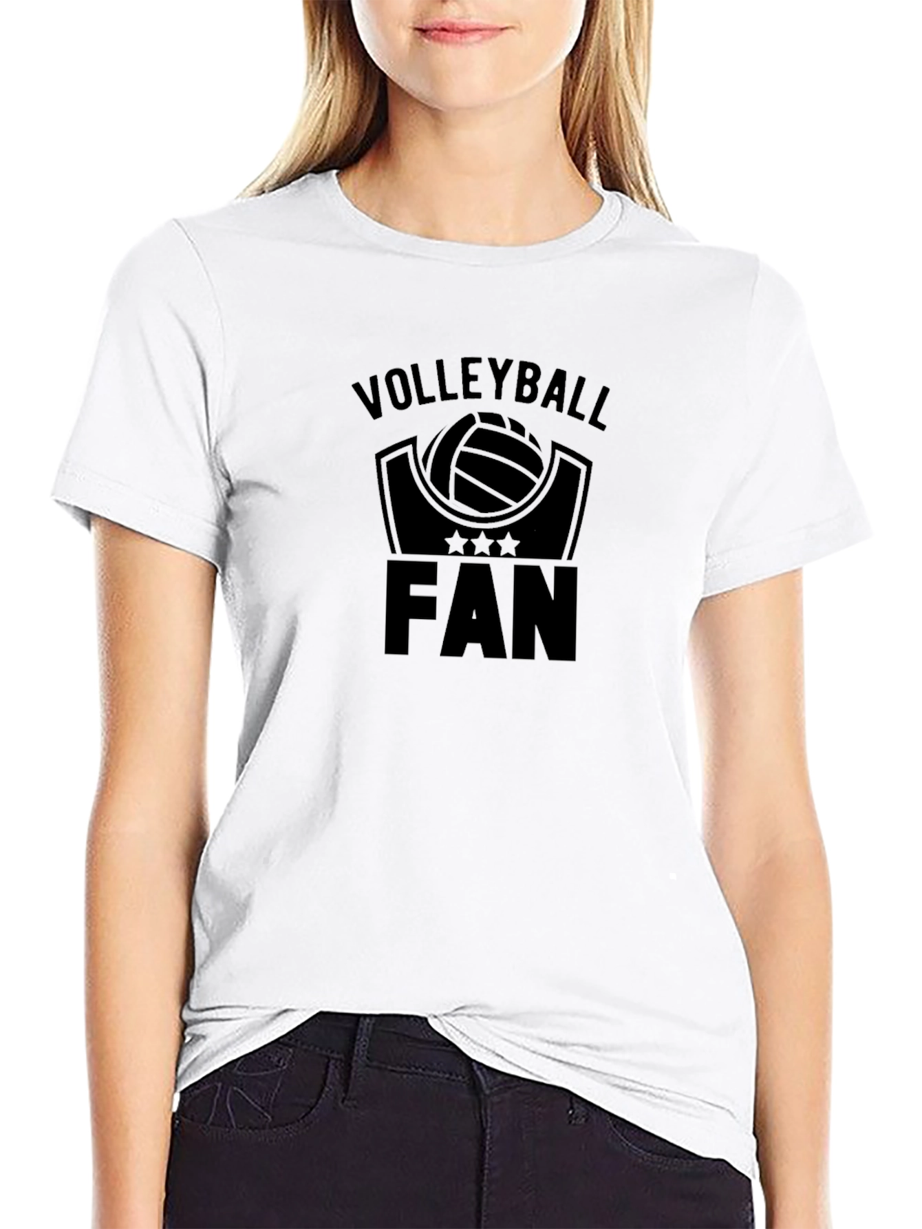 Volleyball Fan Black Graphic T-Shirt