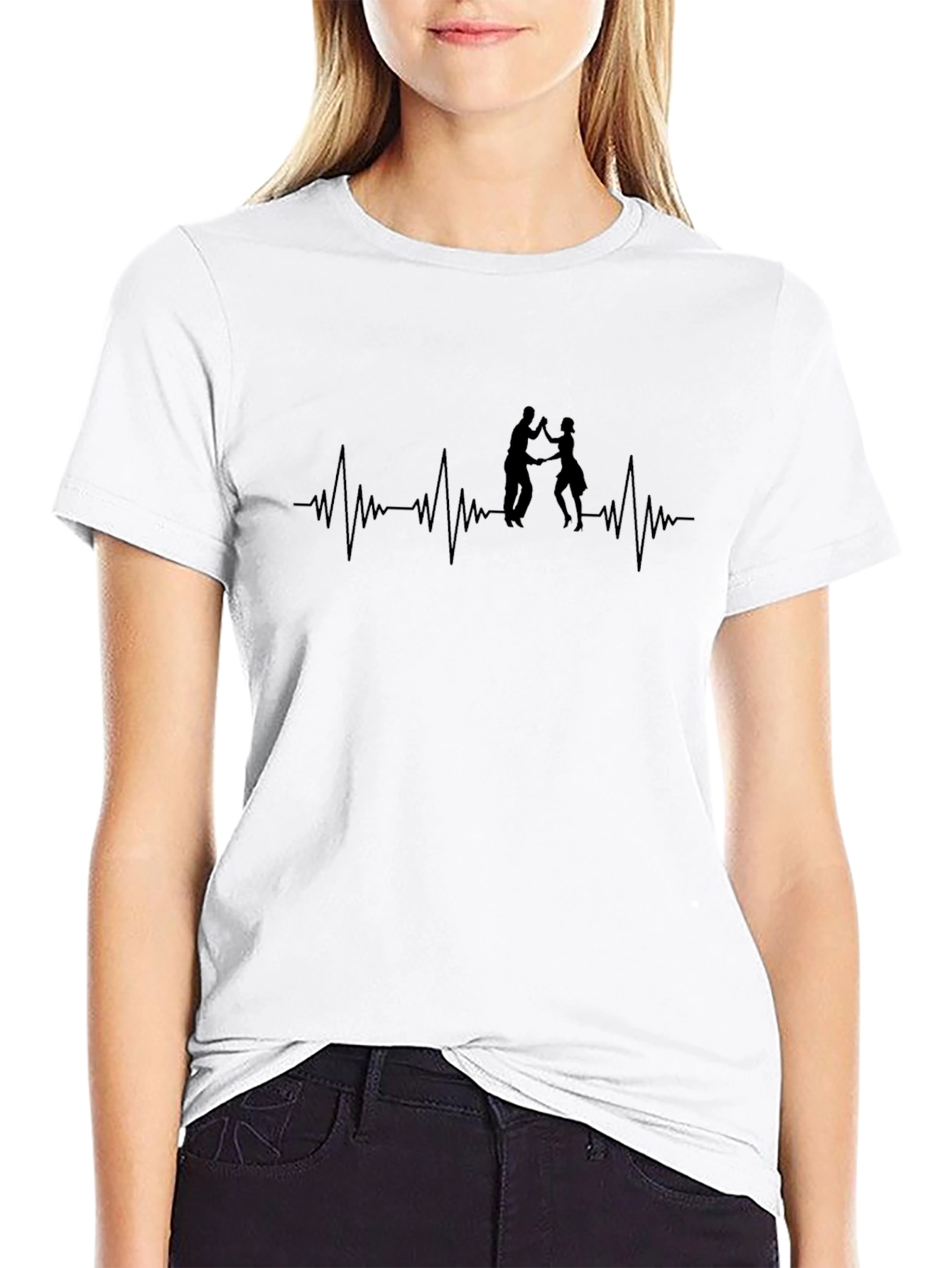 Dance Heartbeat Tee - Black Crew Neck T-Shirt