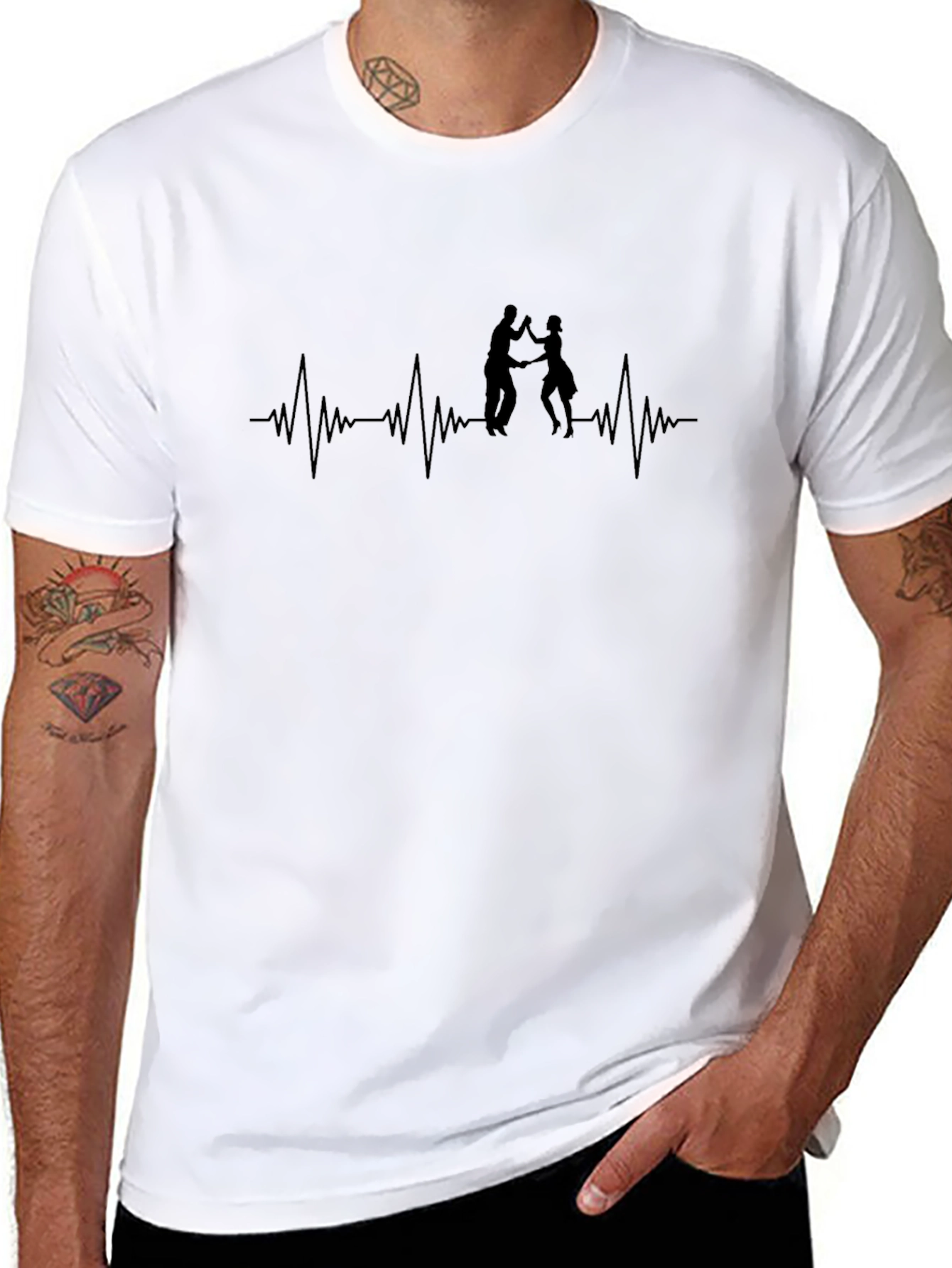 Dance Heartbeat Tee - Black Crew Neck T-Shirt