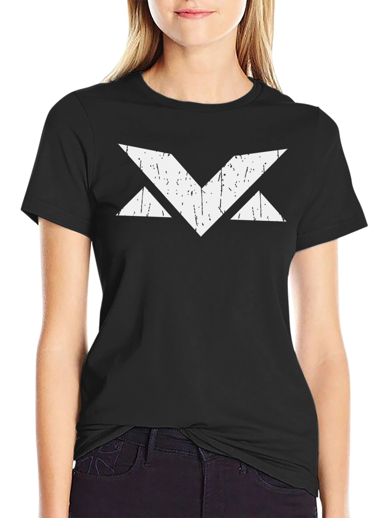 Geometric Graphic Tee - Distressed Print