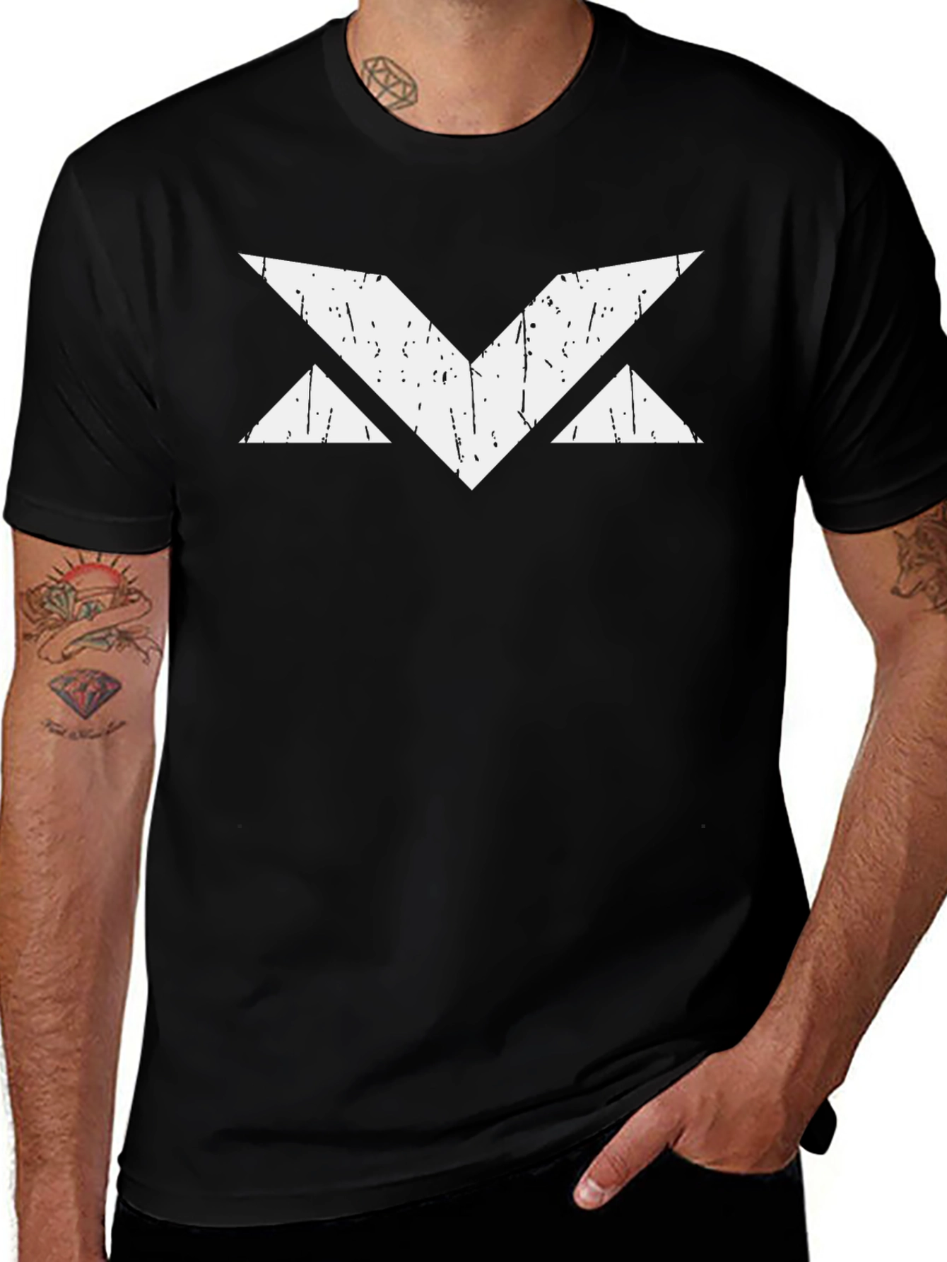 Geometric Graphic Tee - Distressed Print