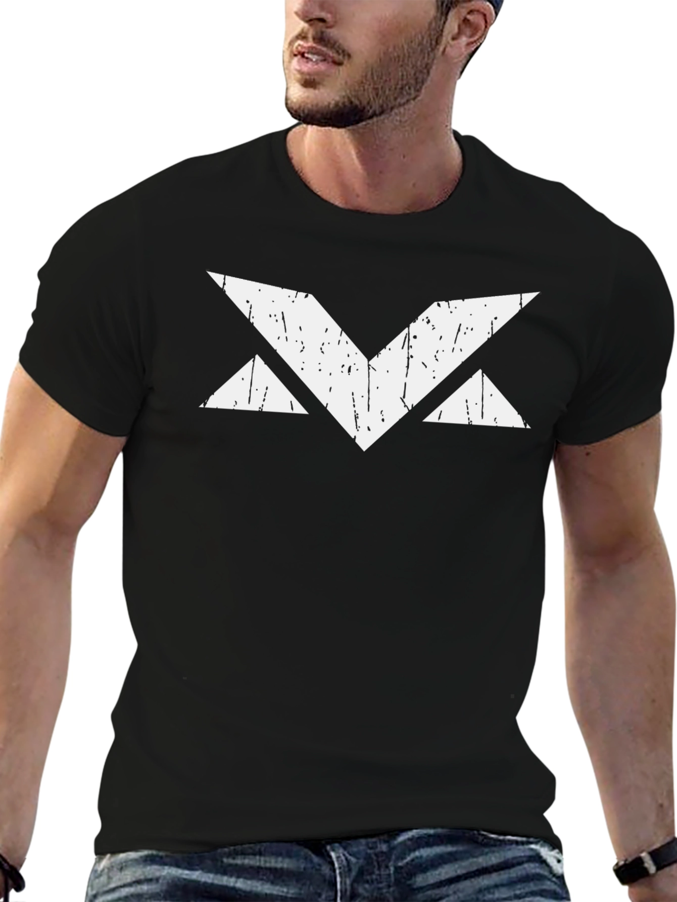 Geometric Graphic Tee - Distressed Print