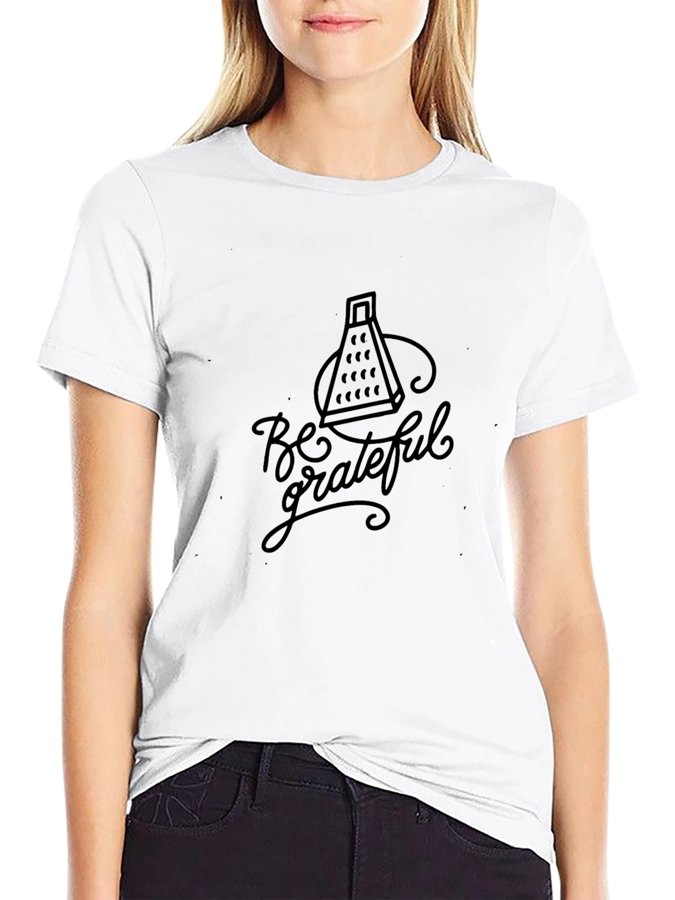 Be Grateful Black T-Shirt - Grater Design