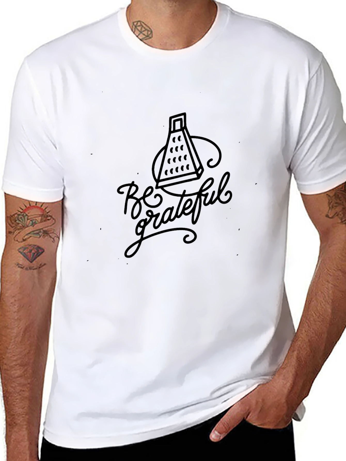 Be Grateful Black T-Shirt - Grater Design