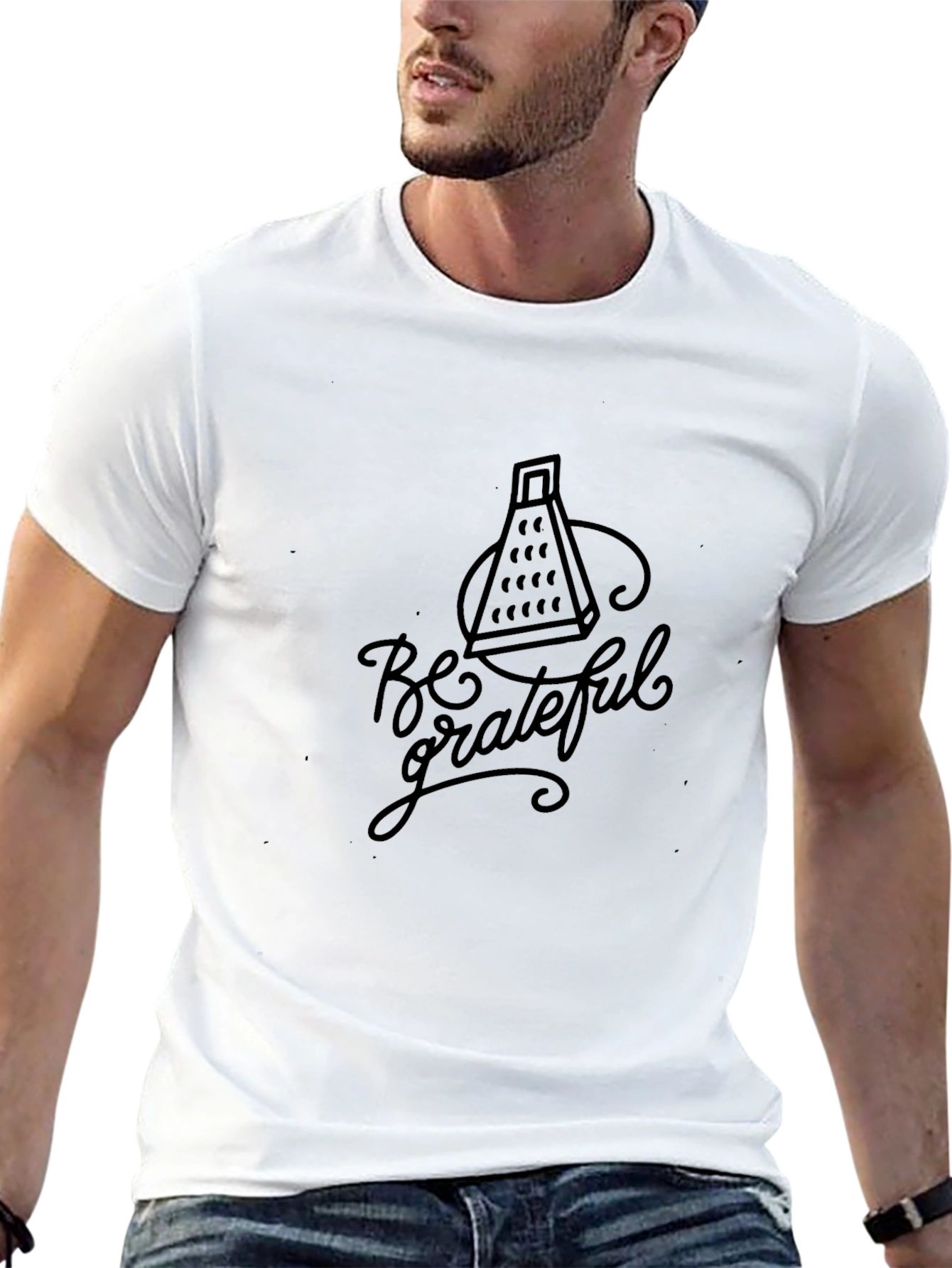 Be Grateful Black T-Shirt - Grater Design