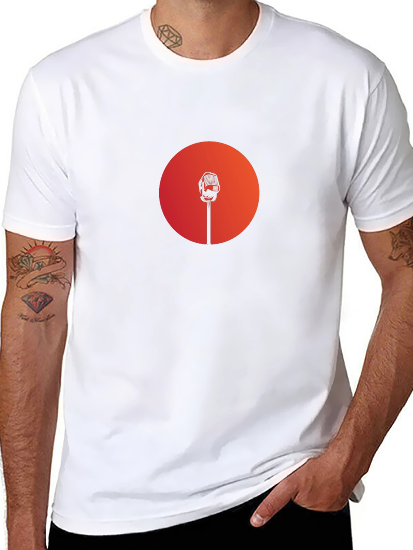 Retro Microphone Graphic Tee - Classic Style