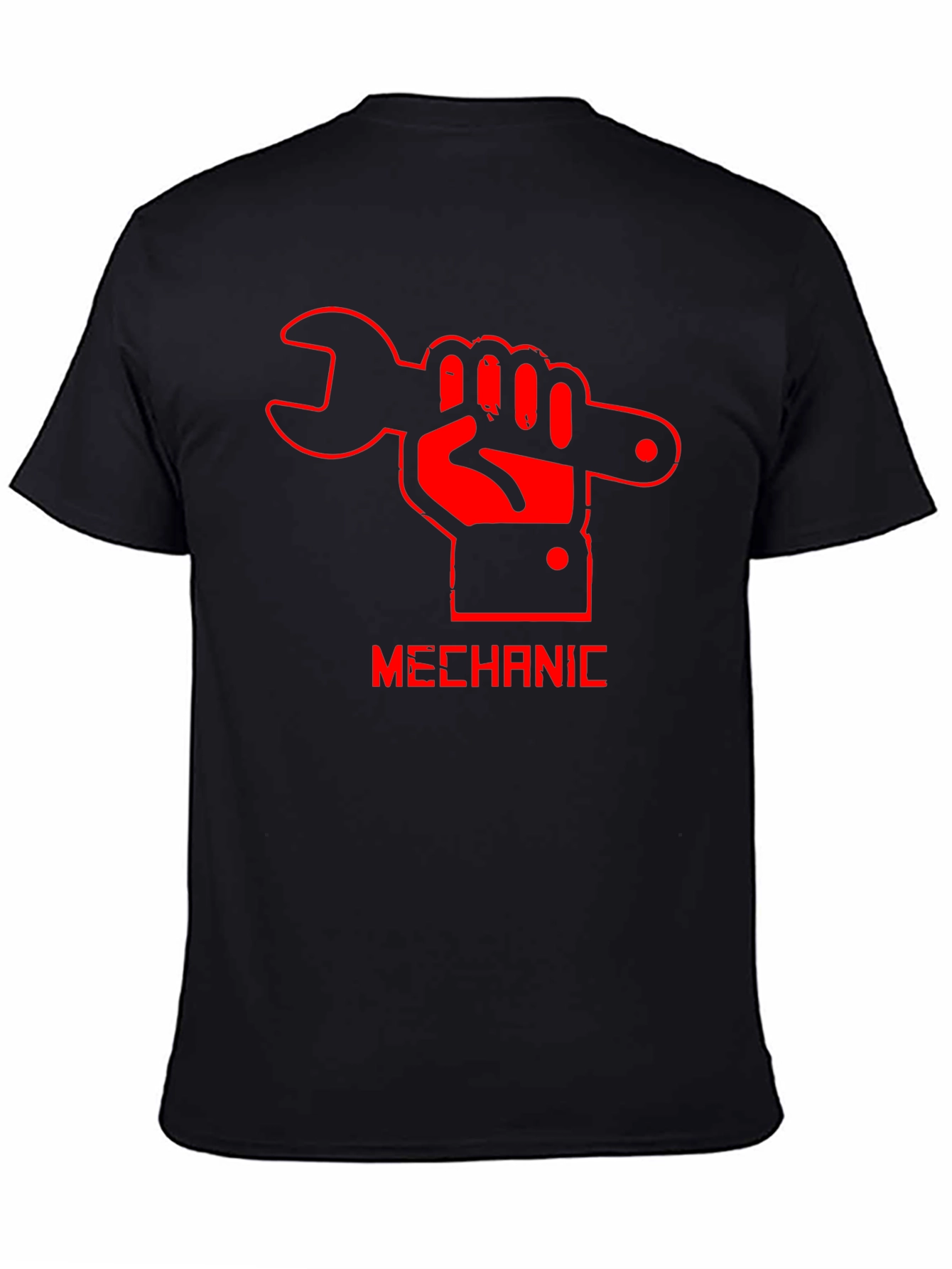 Mechanic Hand Wrench Graphic Black T-Shirt