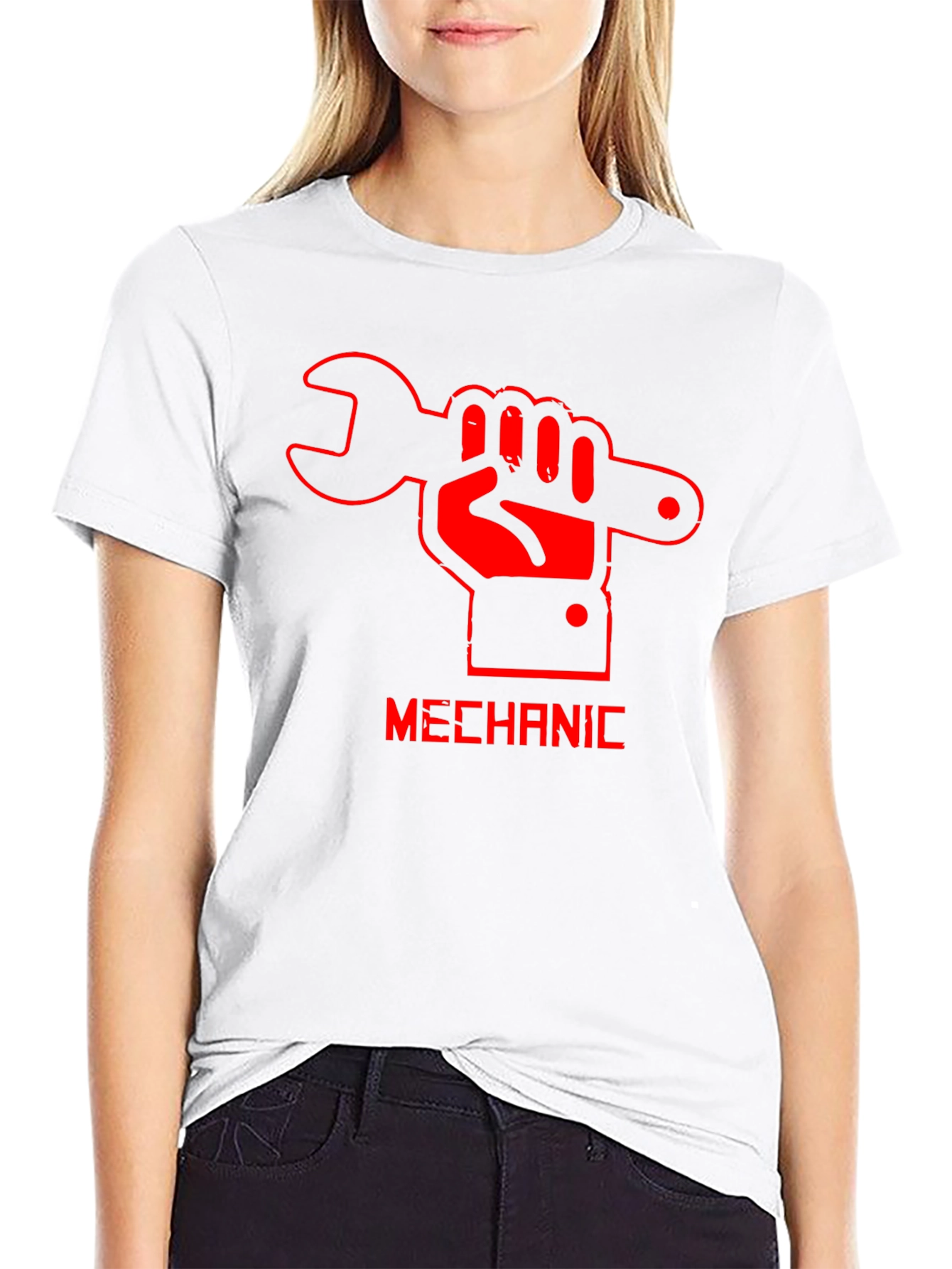 Mechanic Hand Wrench Graphic Black T-Shirt