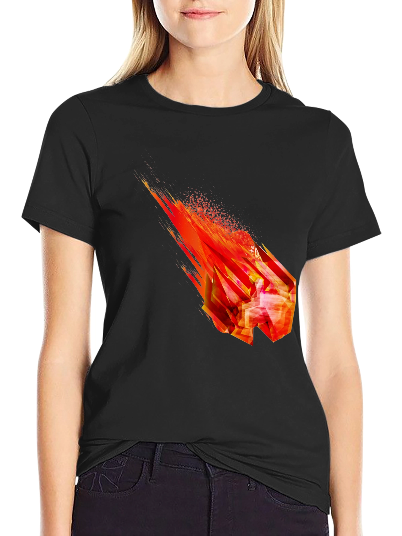 Fiery Crystal Graphic T-Shirt - Black