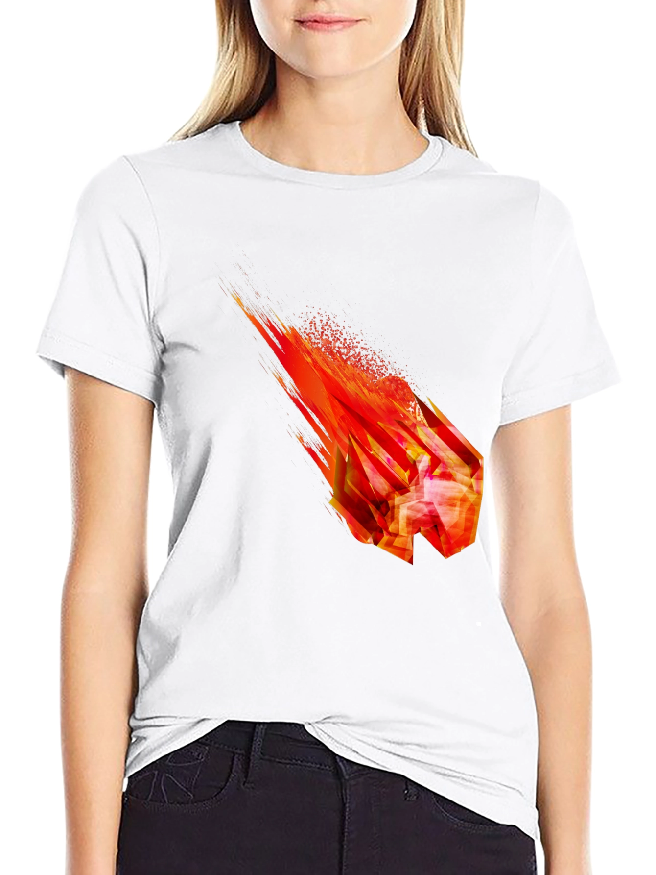 Fiery Crystal Graphic T-Shirt - Black