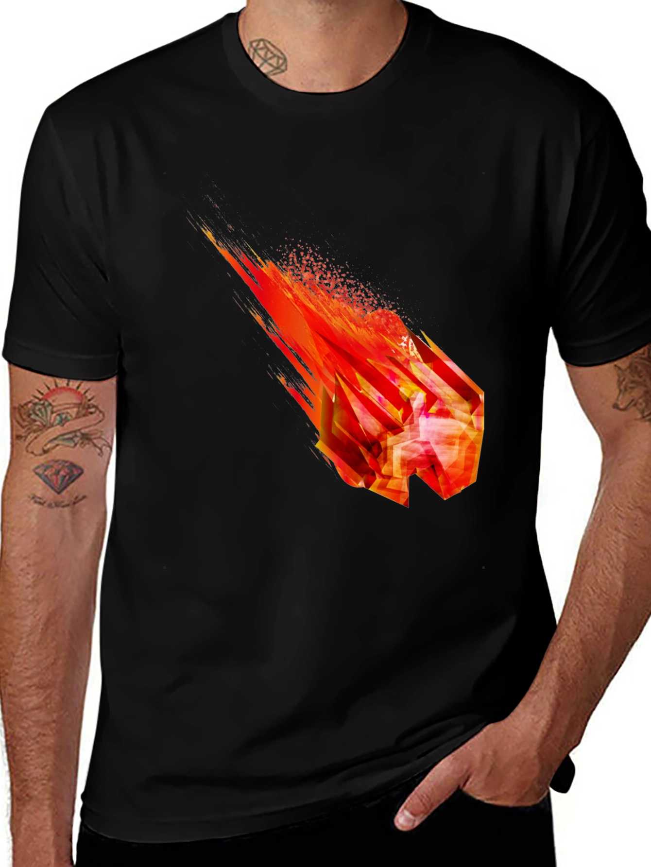 Fiery Crystal Graphic T-Shirt - Black