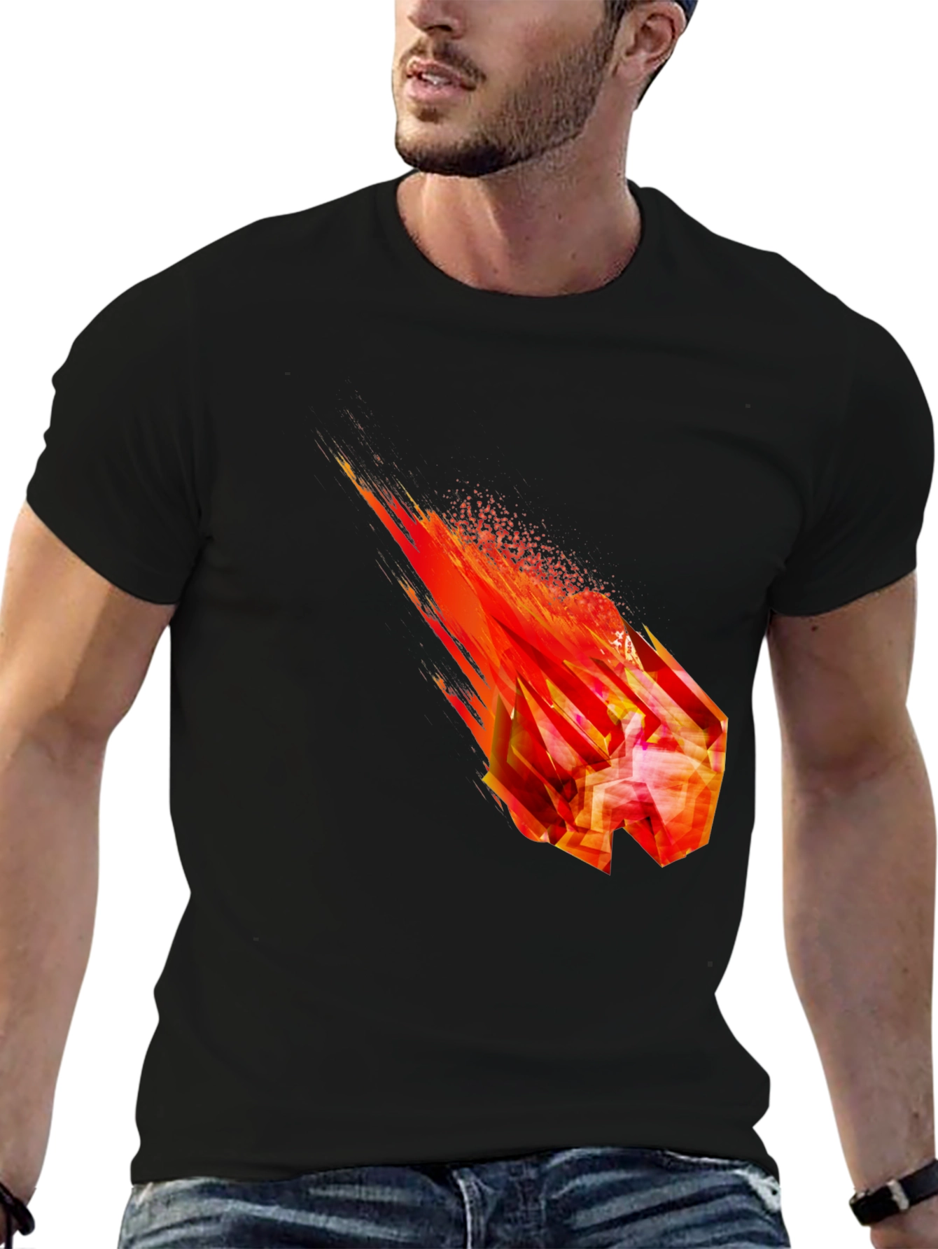 Fiery Crystal Graphic T-Shirt - Black