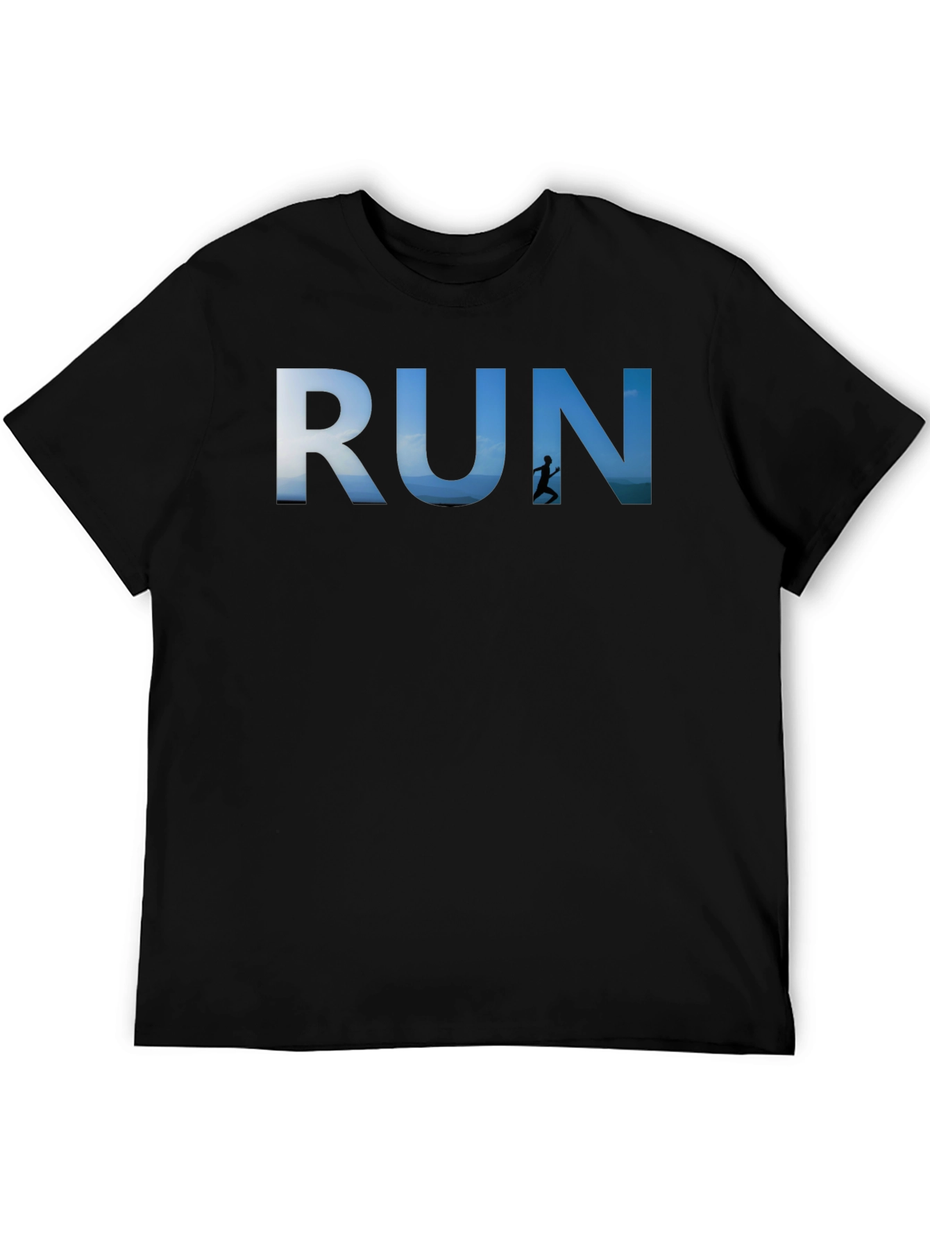 RUN Graphic Black T-Shirt for Active Lifestyle