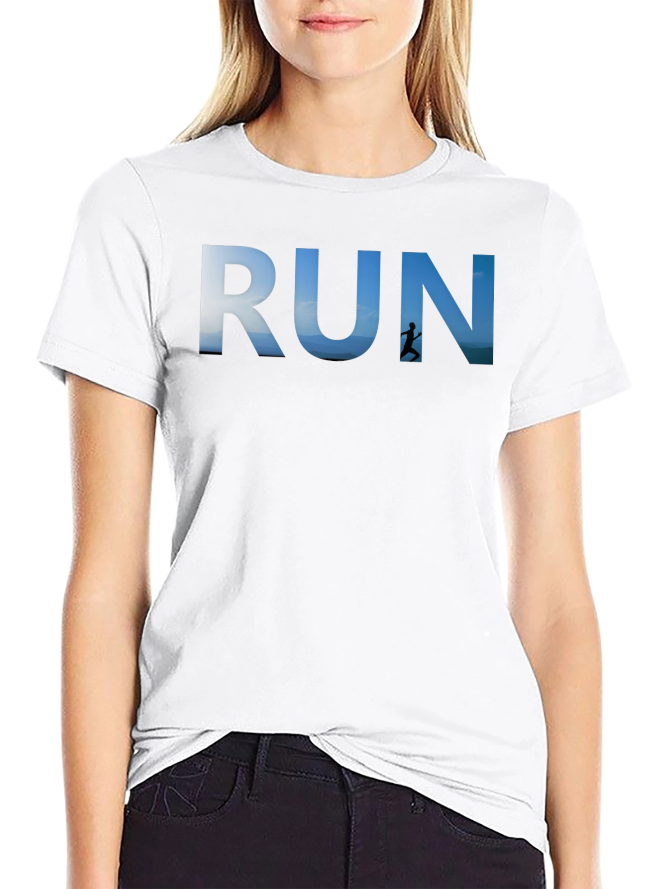 RUN Graphic Black T-Shirt for Active Lifestyle