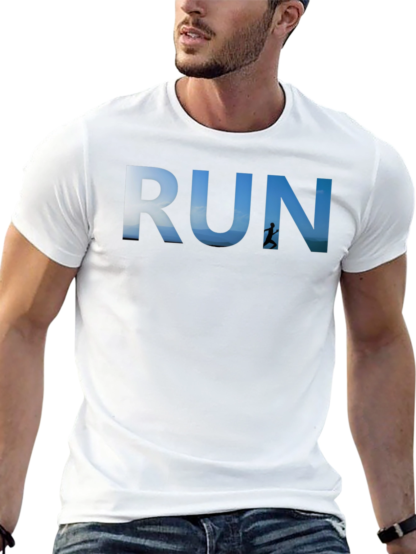 RUN Graphic Black T-Shirt for Active Lifestyle