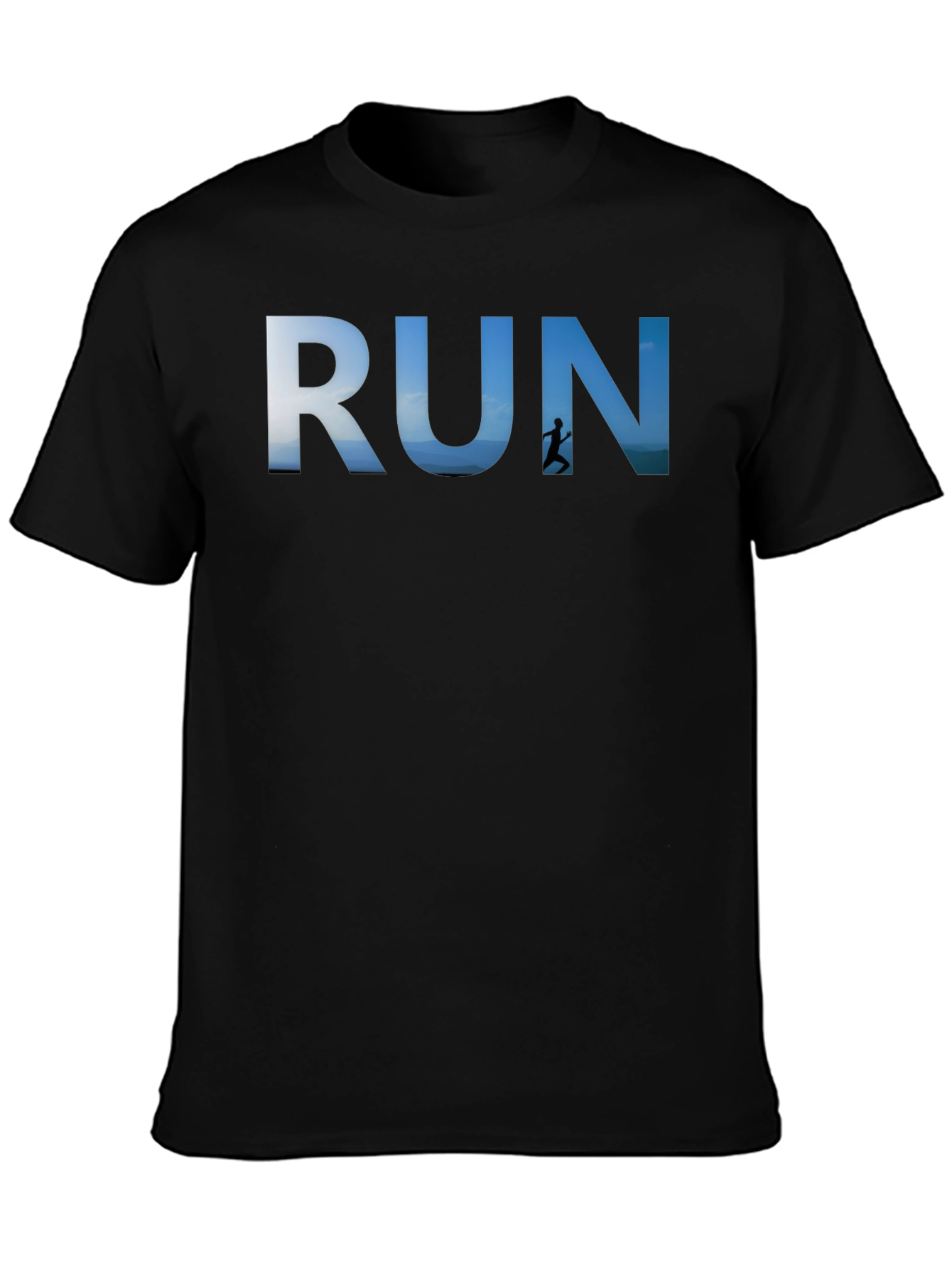 RUN Graphic Black T-Shirt for Active Lifestyle