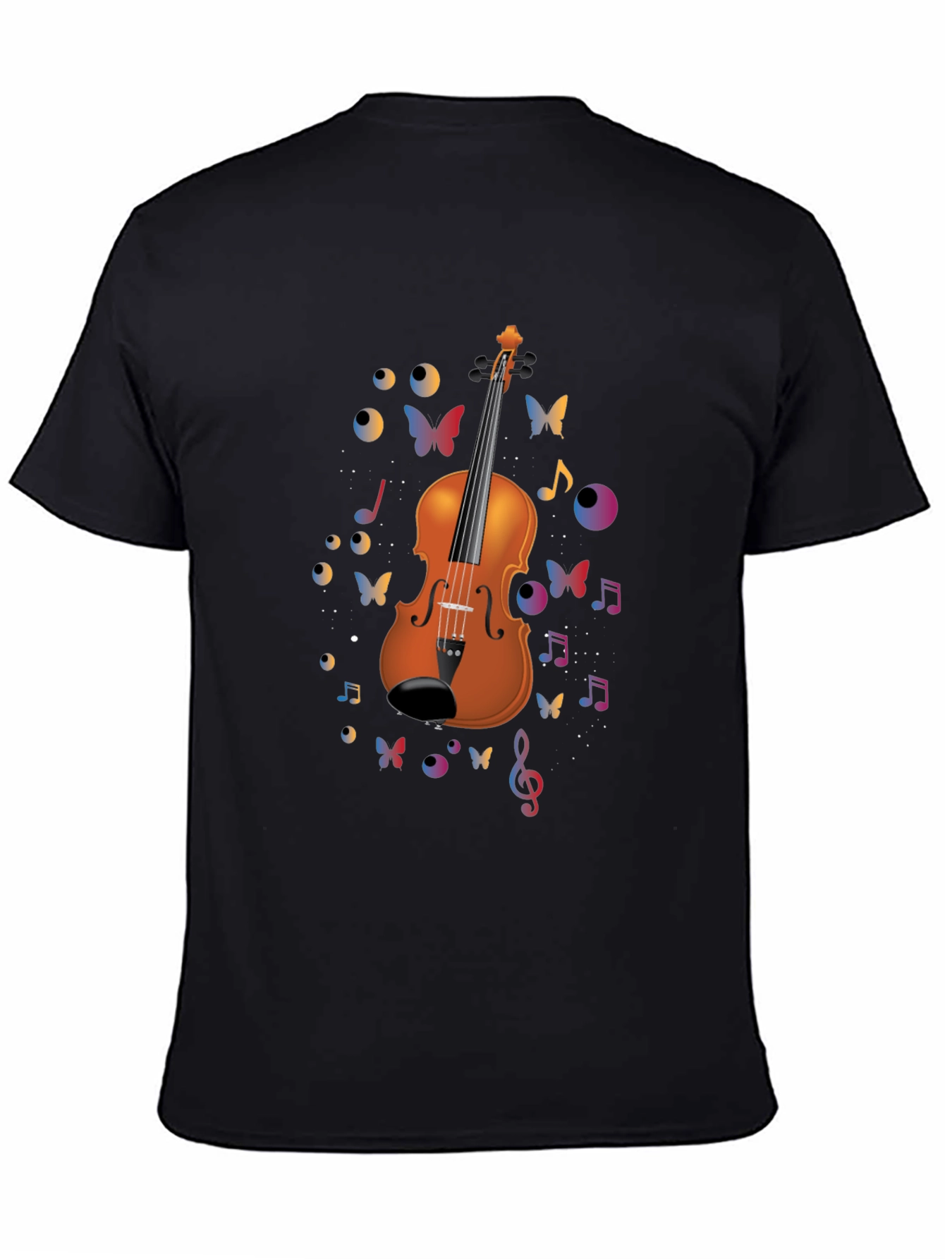 Violin Art Black T-Shirt - Musical Butterflies