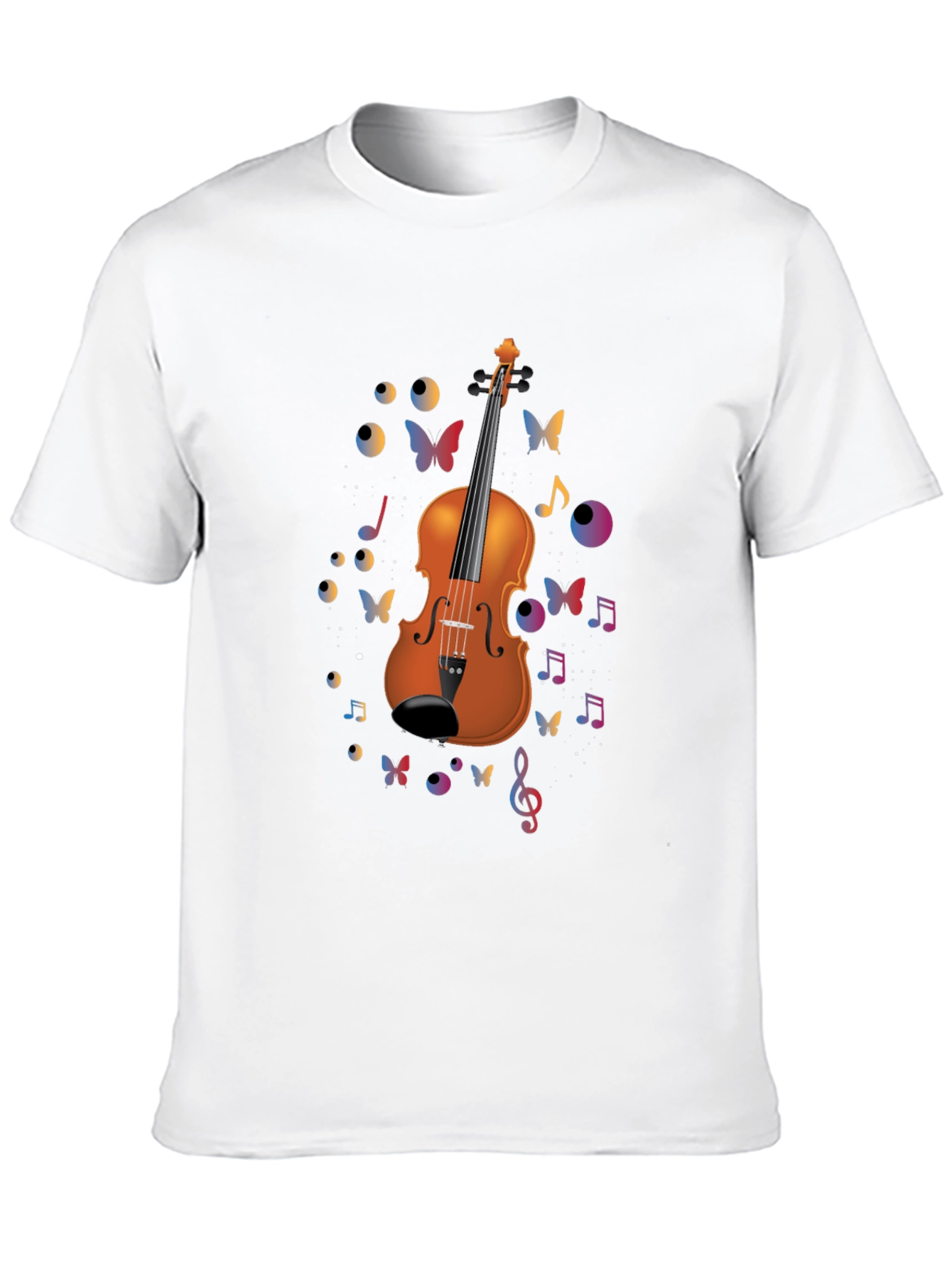 Violin Art Black T-Shirt - Musical Butterflies