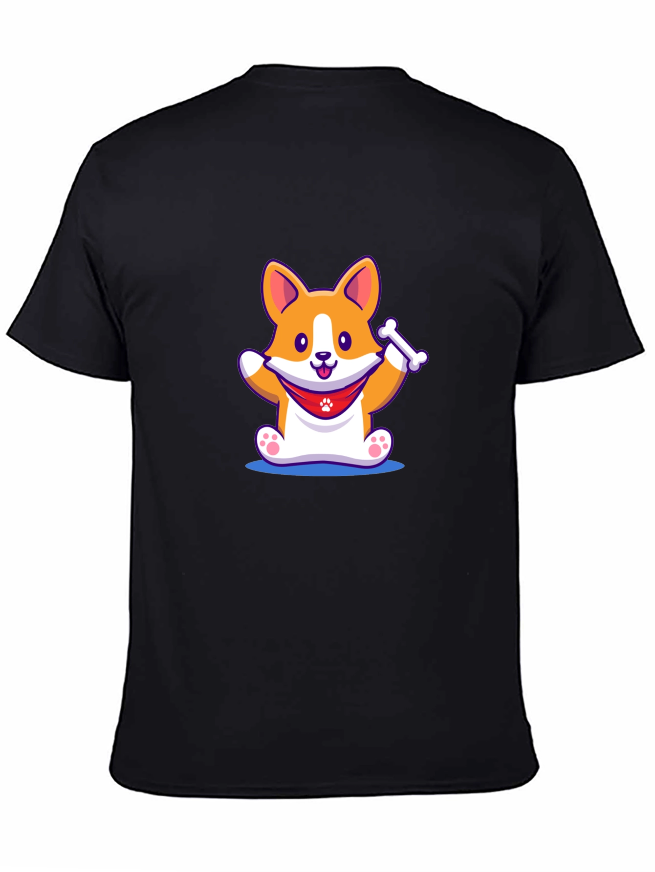 Cute Corgi Dog Black T-Shirt